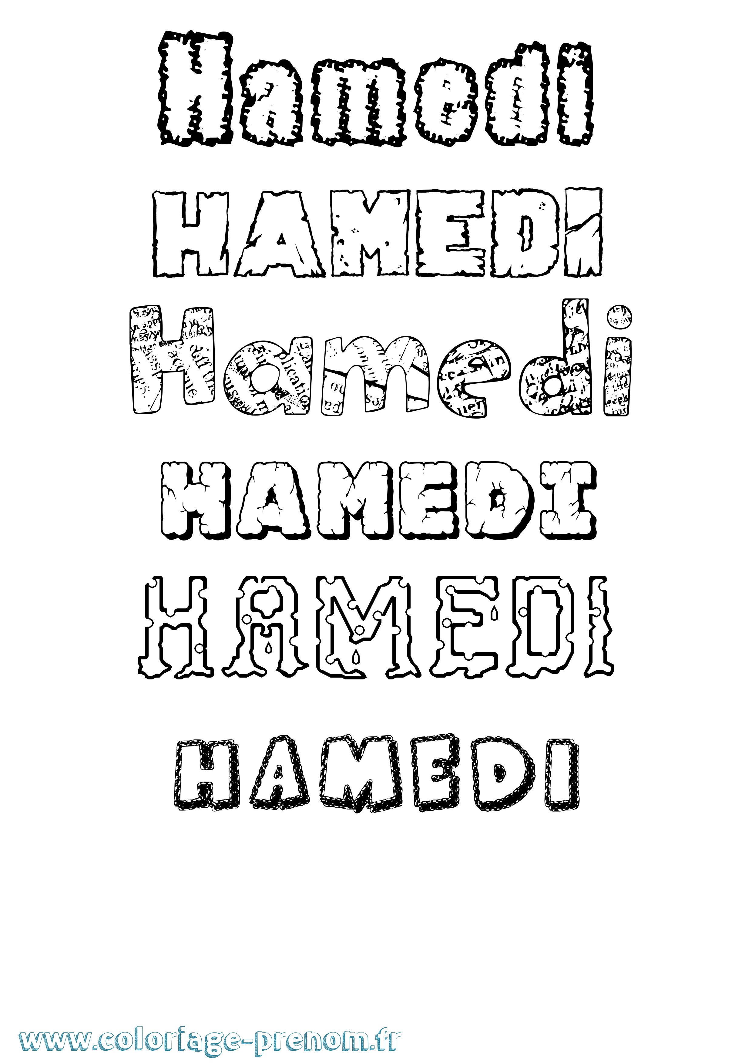 Coloriage prénom Hamedi Destructuré