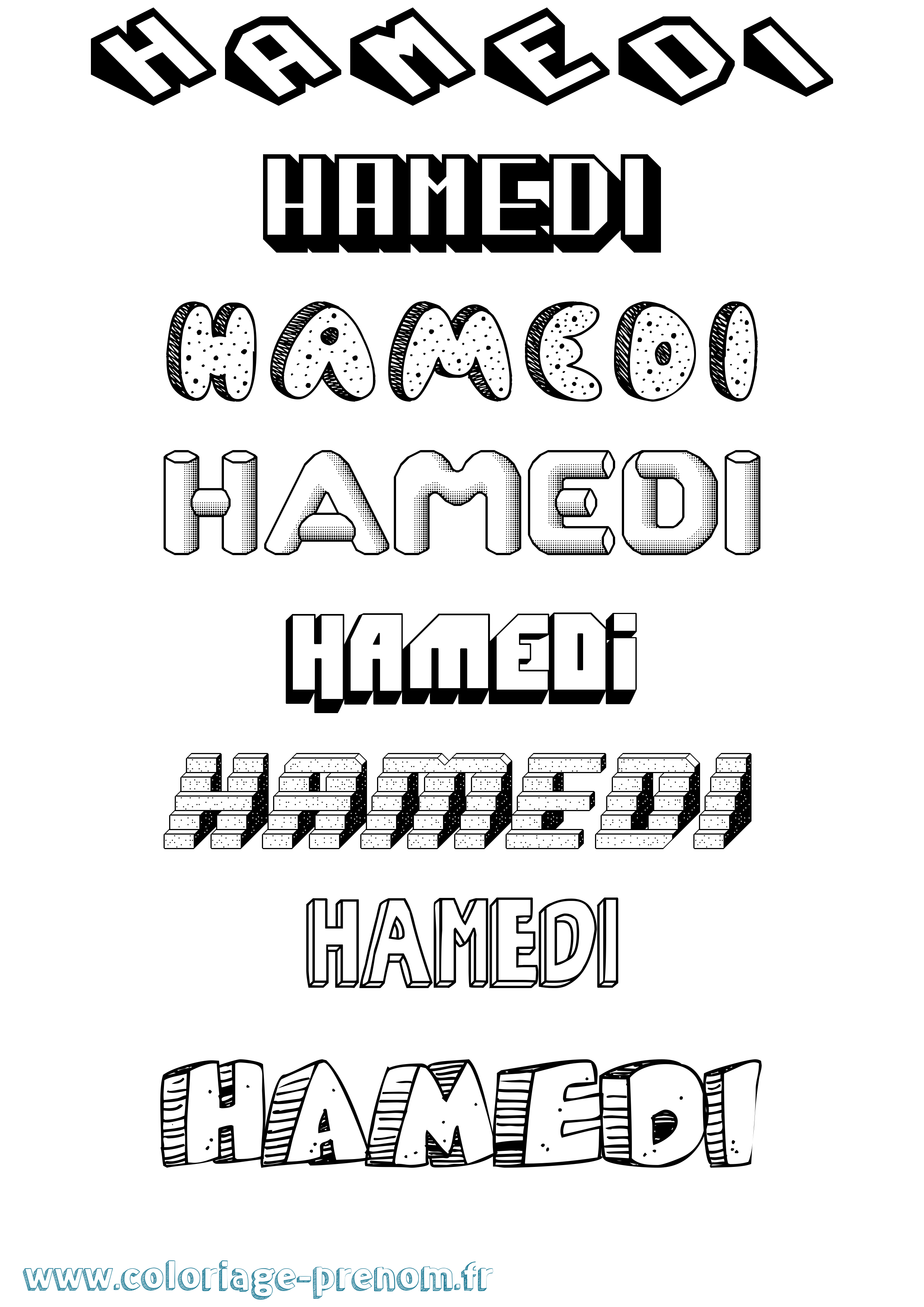 Coloriage prénom Hamedi Effet 3D
