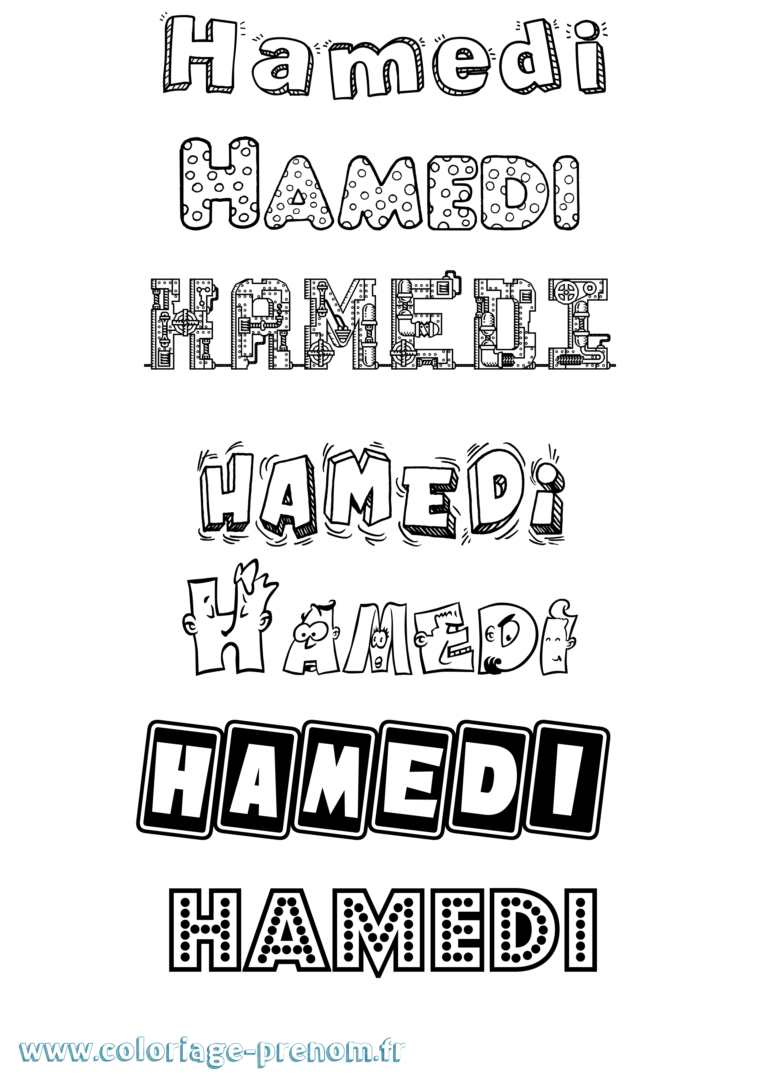 Coloriage prénom Hamedi Fun