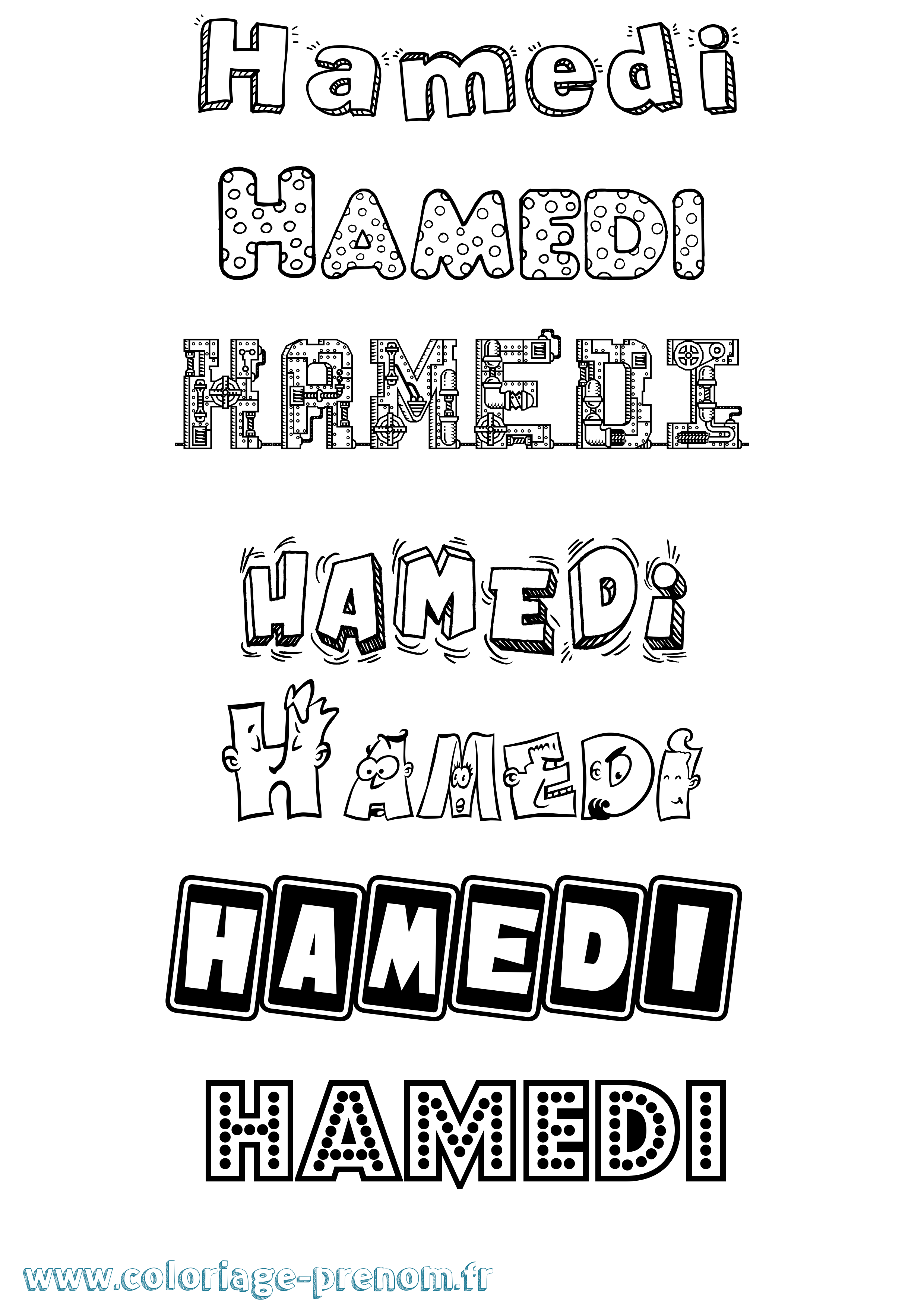 Coloriage Hamedi Fun Coloriage prénom Hamedi Fun