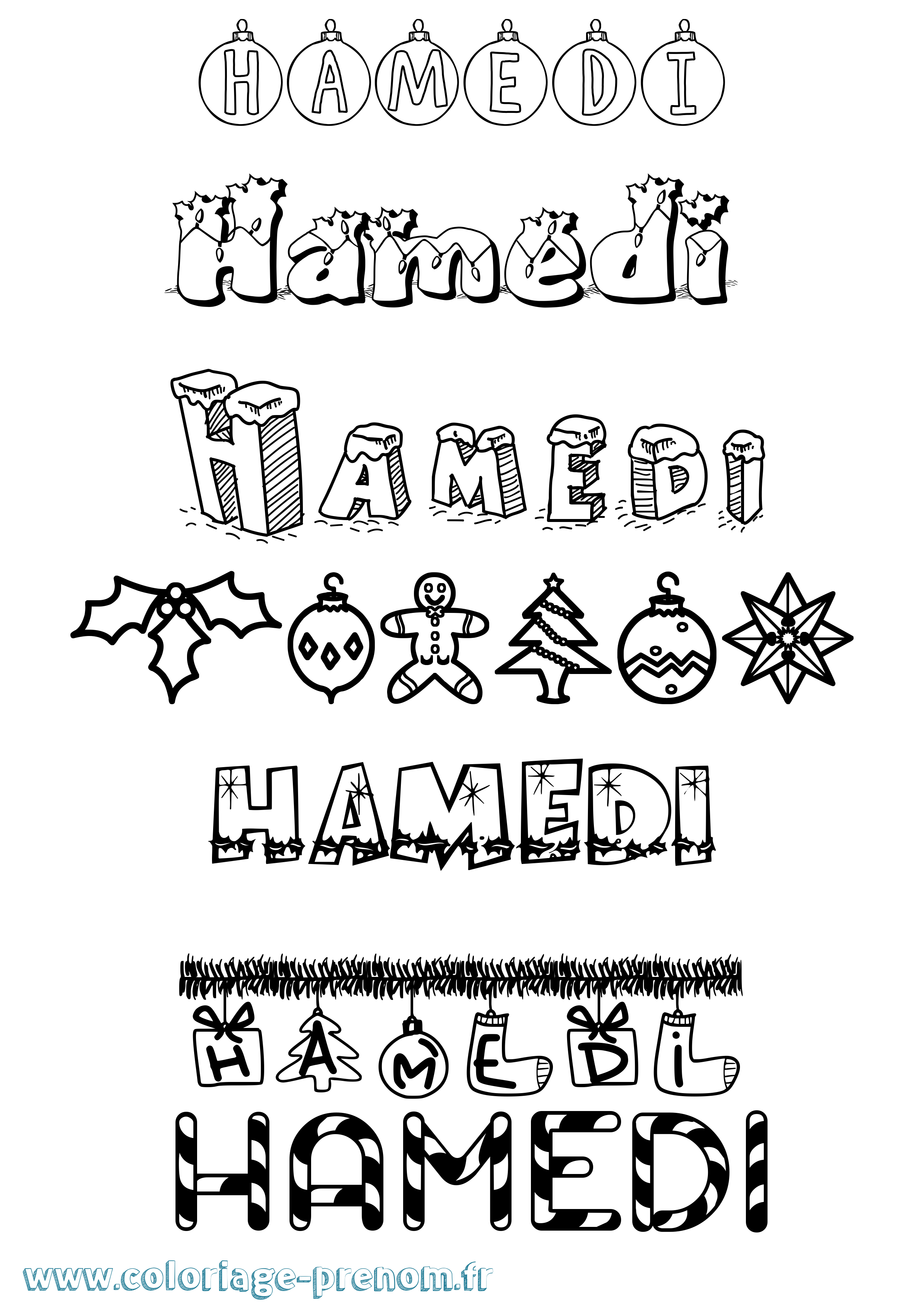 Coloriage Hamedi Noël Coloriage prénom Hamedi Noël