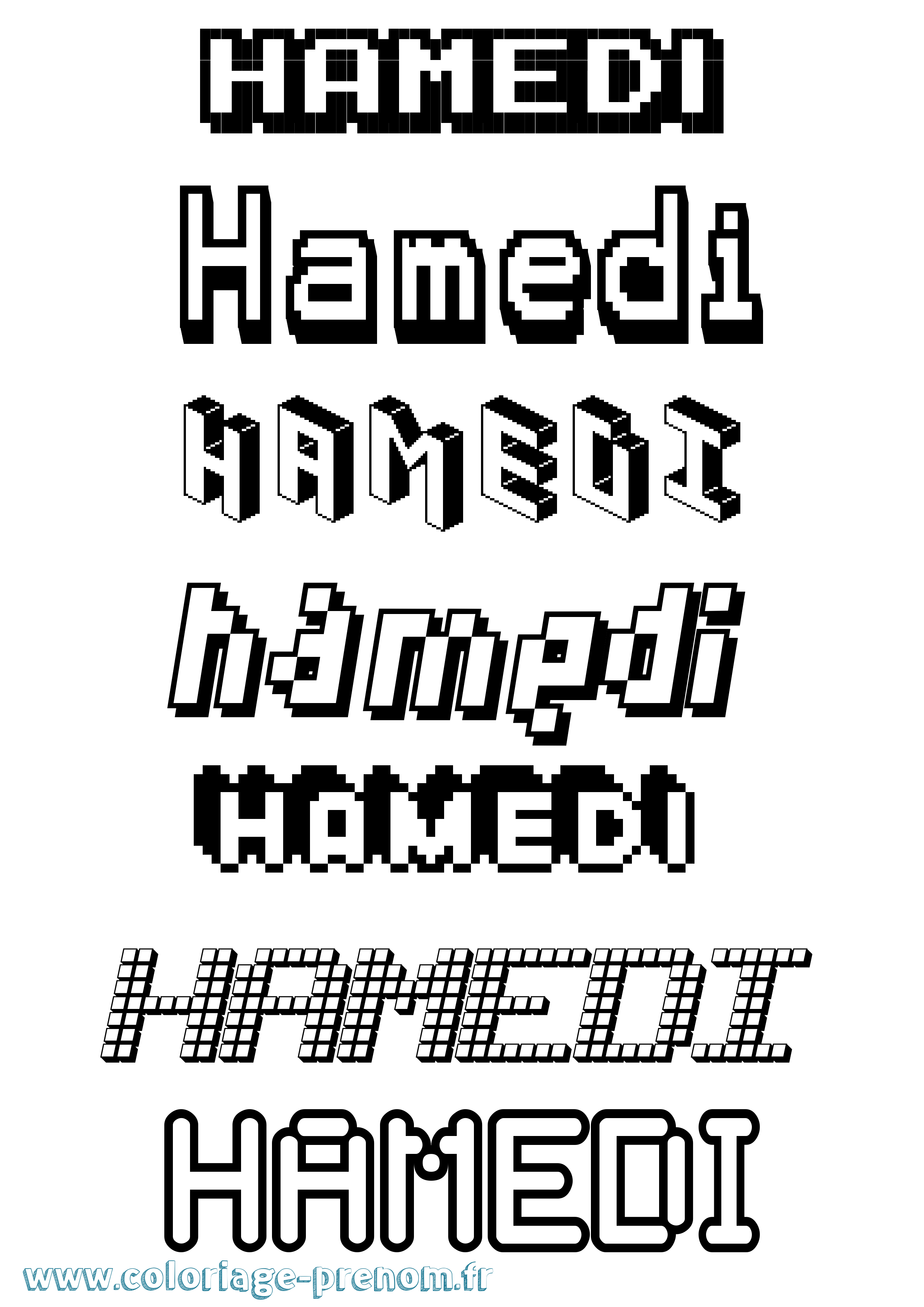 Coloriage prénom Hamedi Pixel