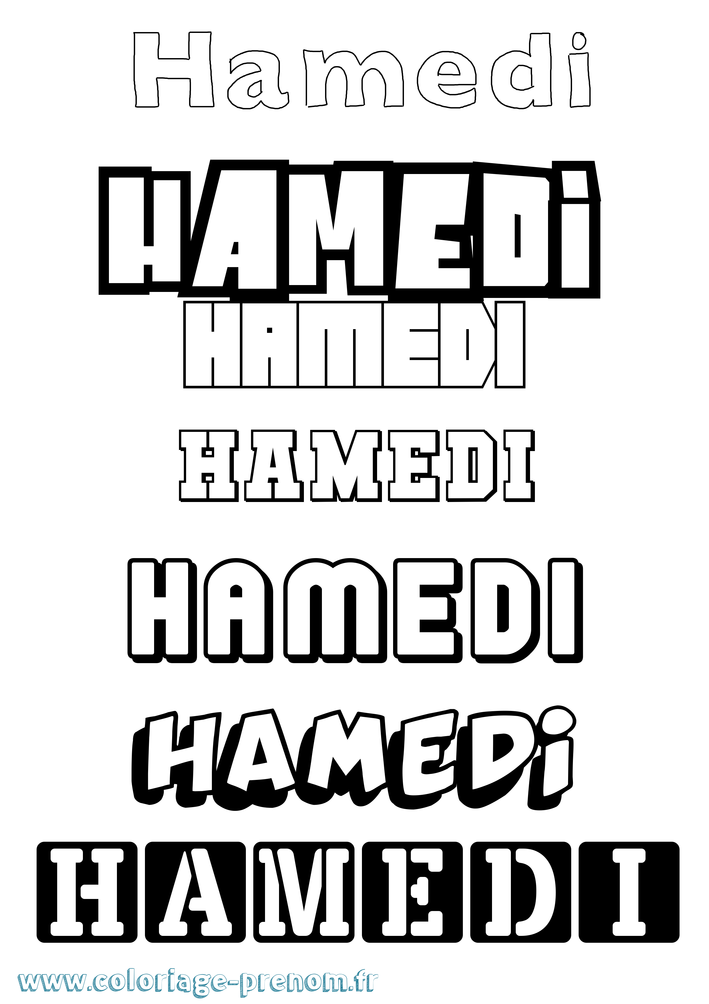 Coloriage Hamedi Simple Coloriage prénom Hamedi Simple