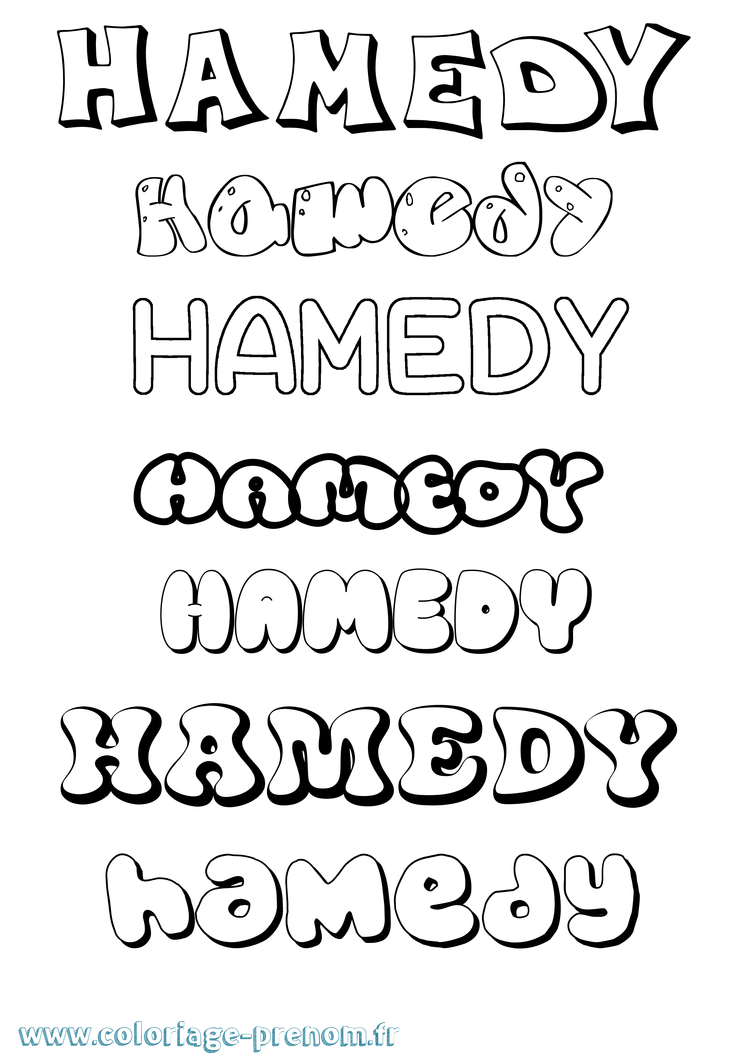 Coloriage prénom Hamedy Bubble