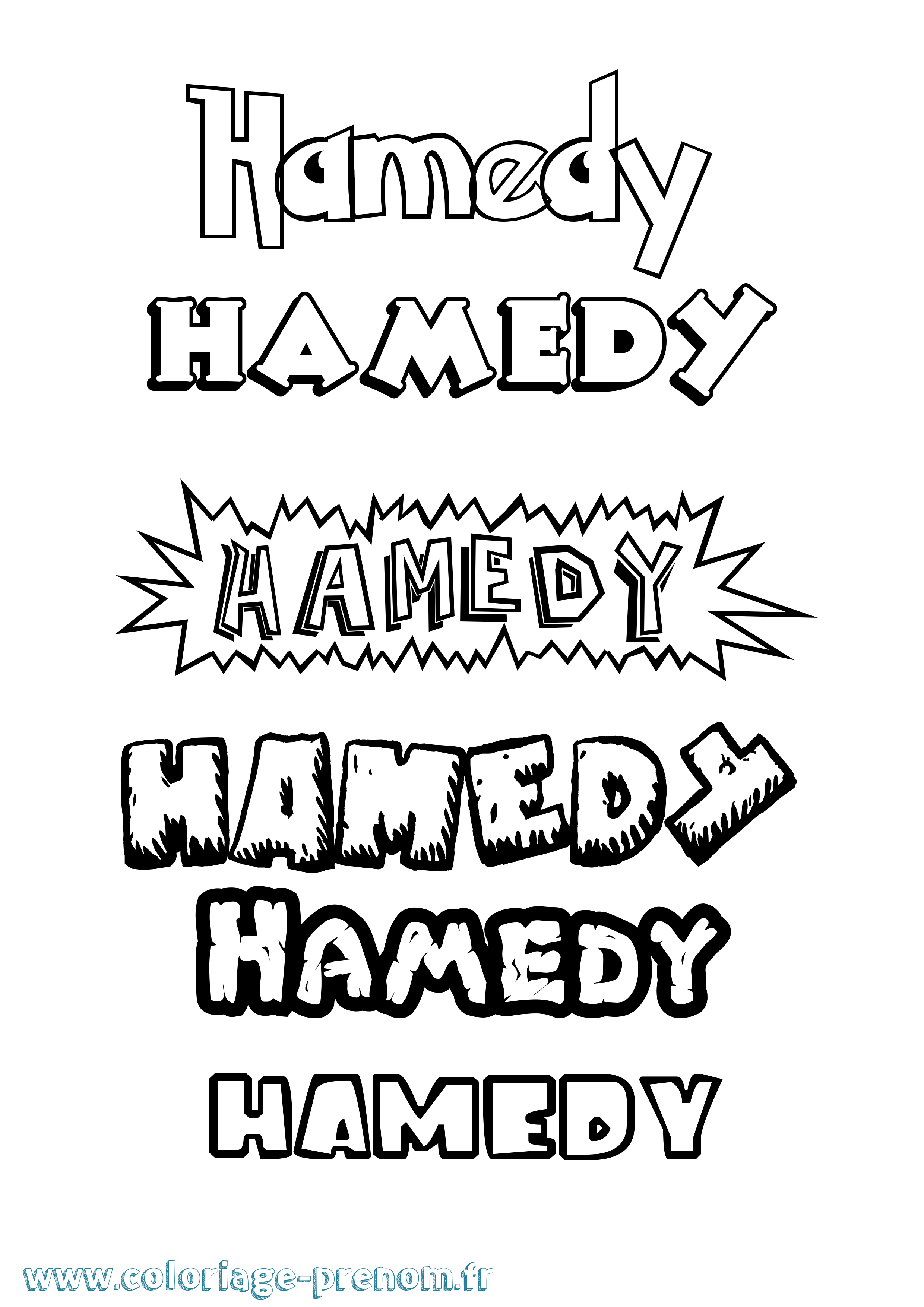Coloriage Hamedy Dessin Animé Coloriage prénom Hamedy Dessin Animé