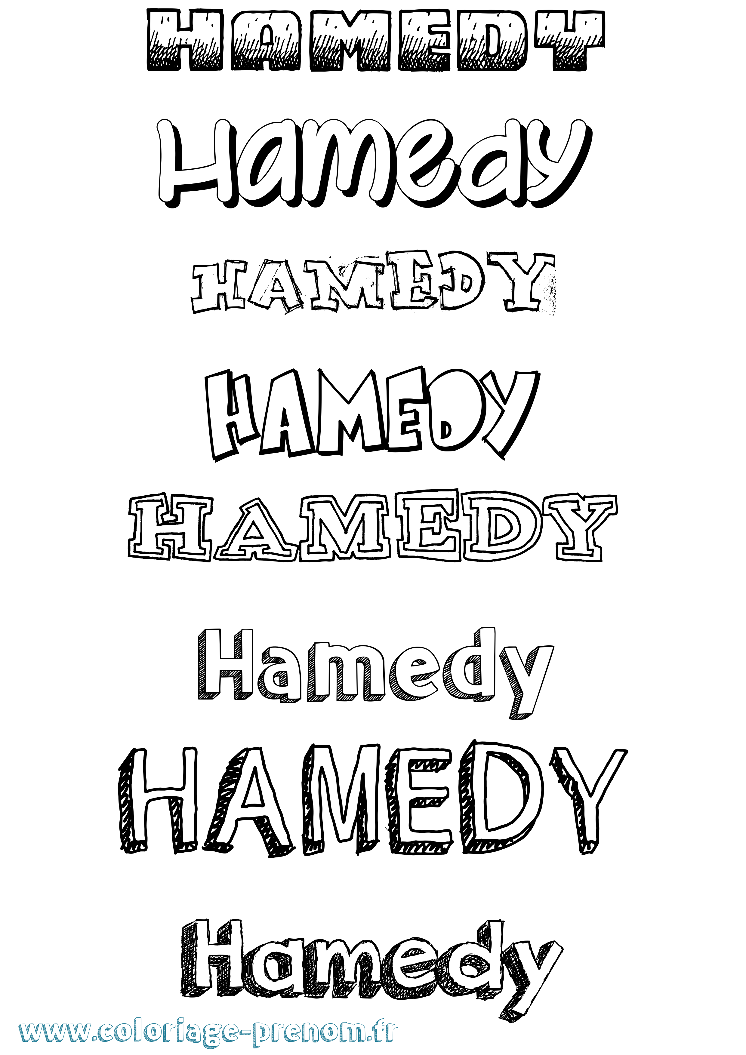 Coloriage prénom Hamedy Dessiné