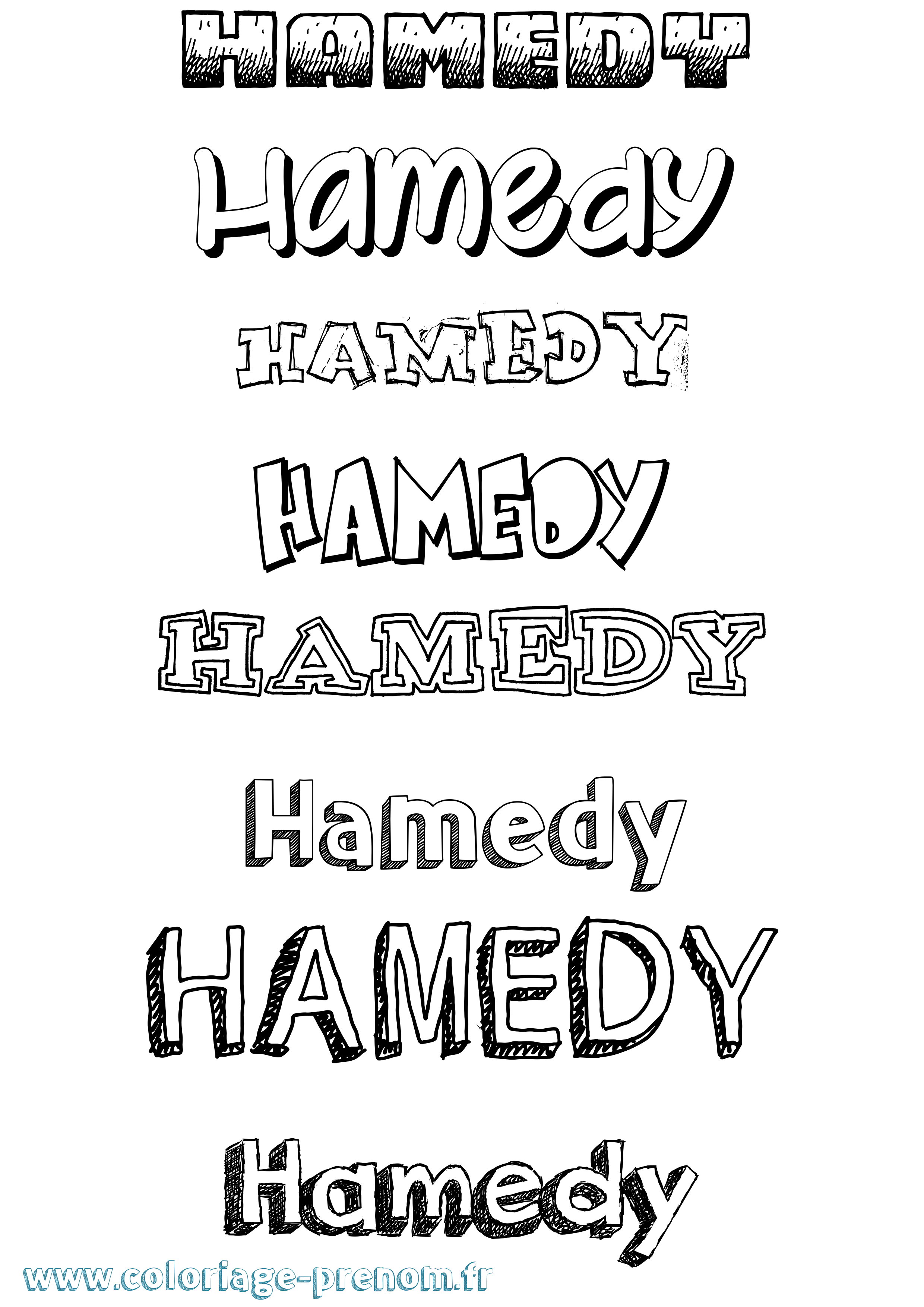 Coloriage Hamedy Dessiné Coloriage prénom Hamedy Dessiné