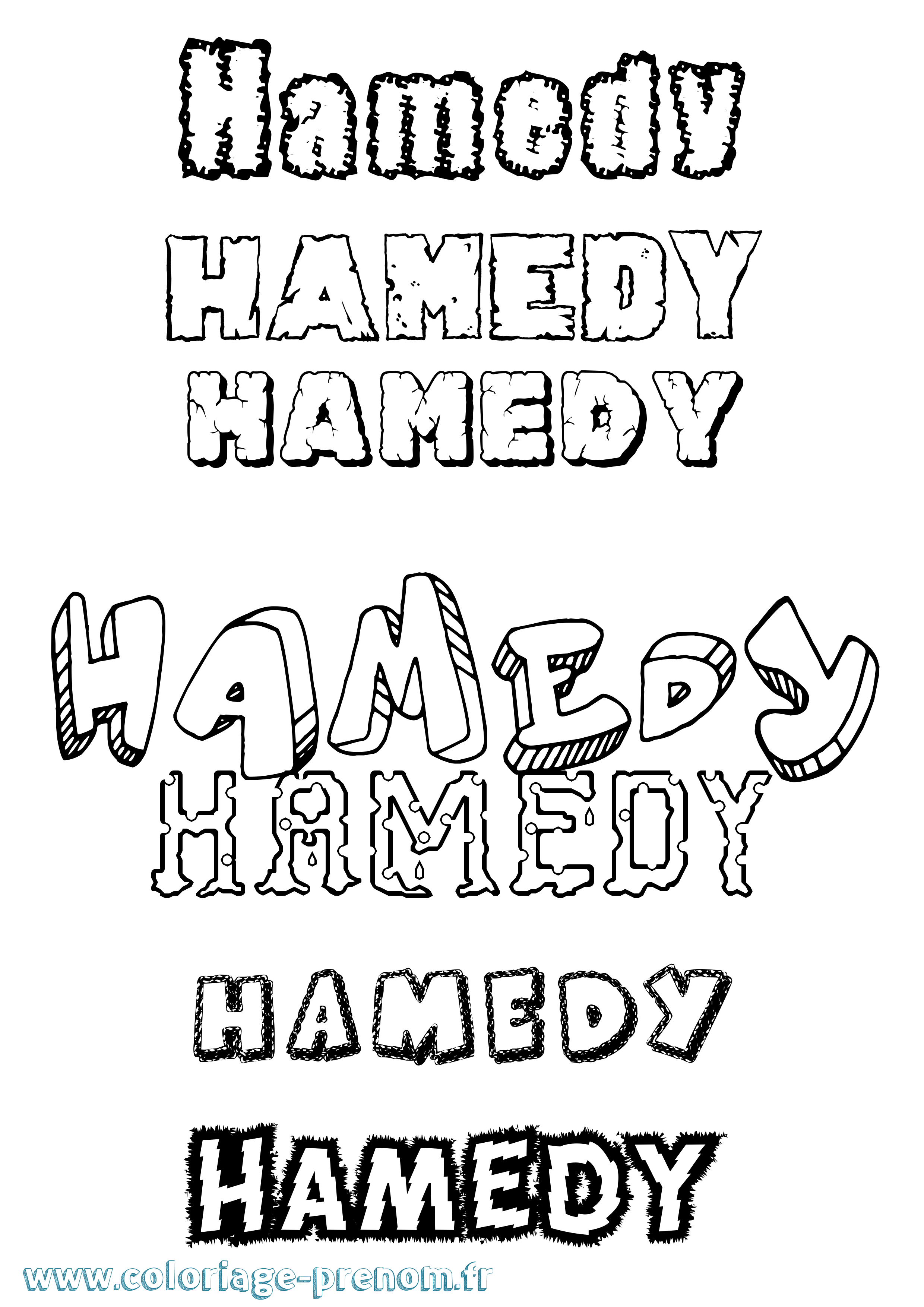 Coloriage Hamedy Destructuré Coloriage prénom Hamedy Destructuré