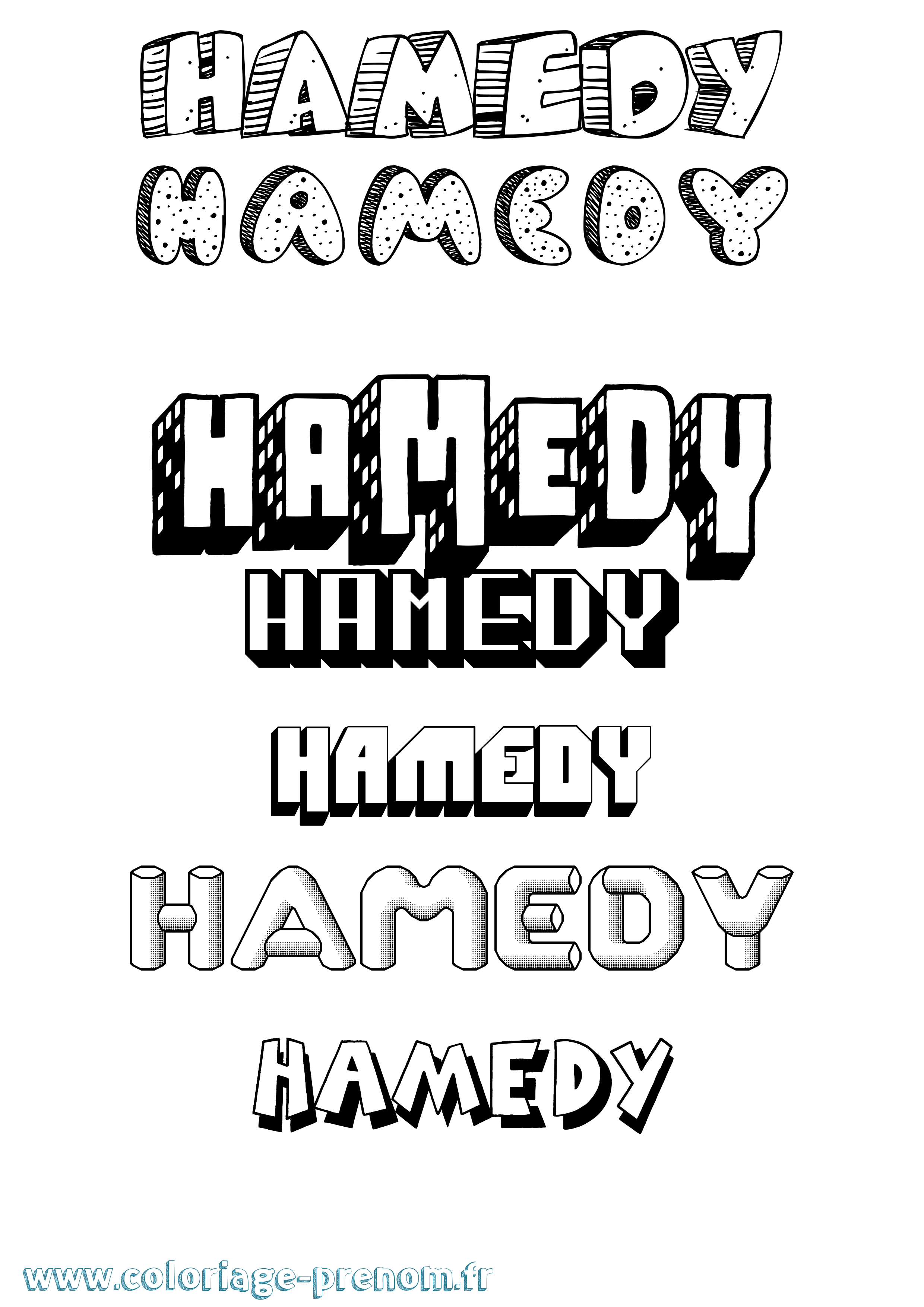 Coloriage Hamedy Effet 3D Coloriage prénom Hamedy Effet 3D