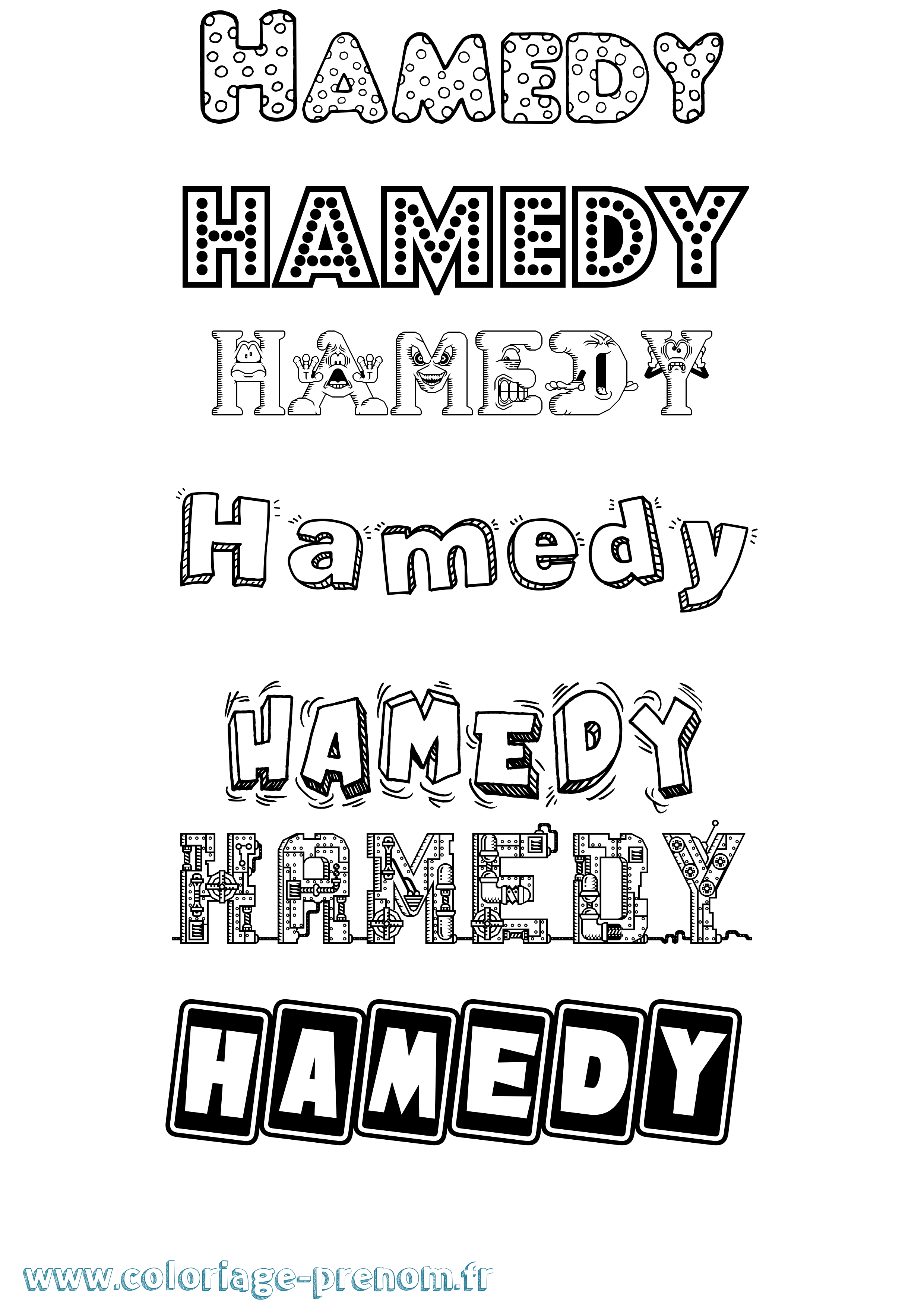 Coloriage prénom Hamedy Fun