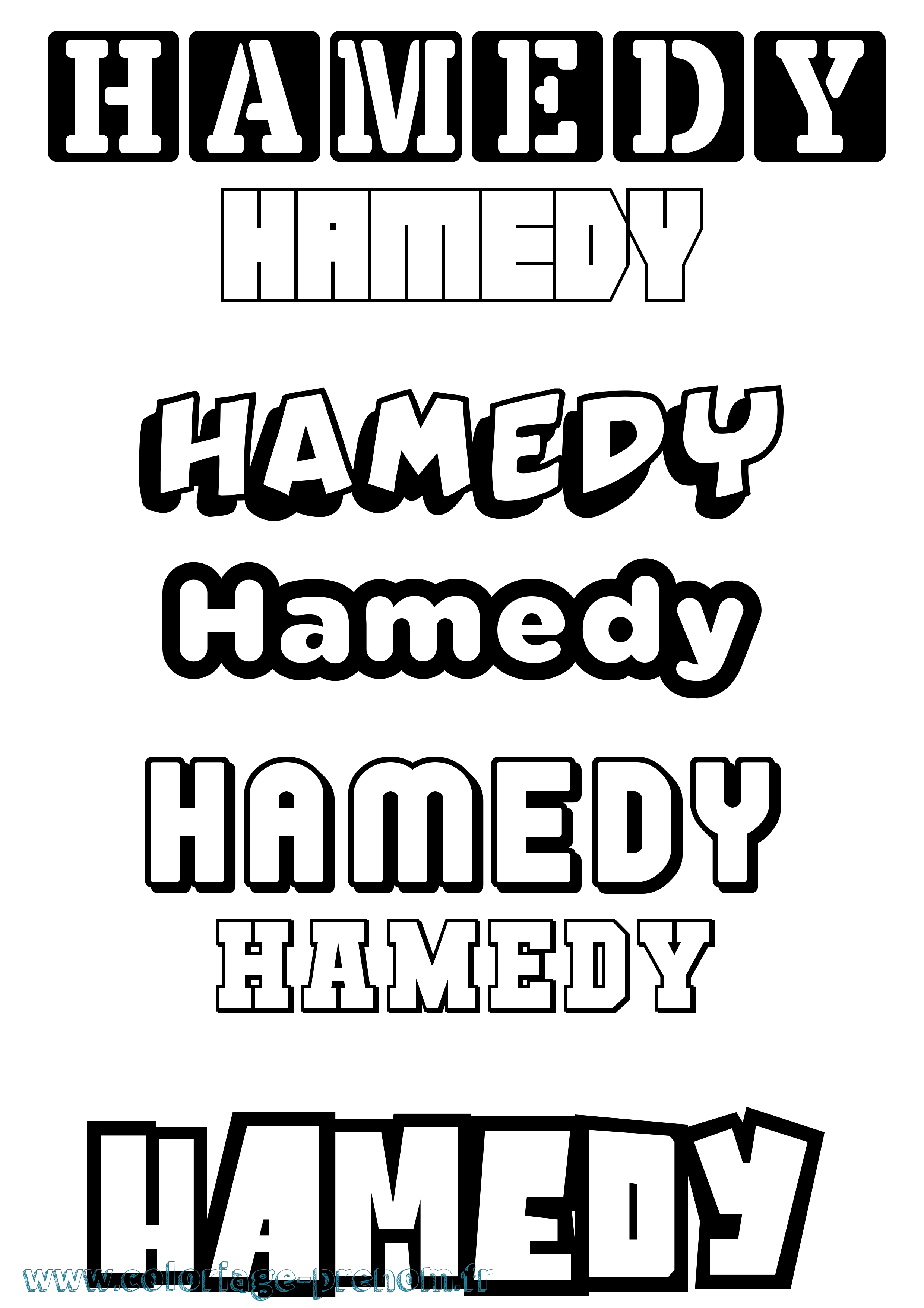 Coloriage prénom Hamedy Simple