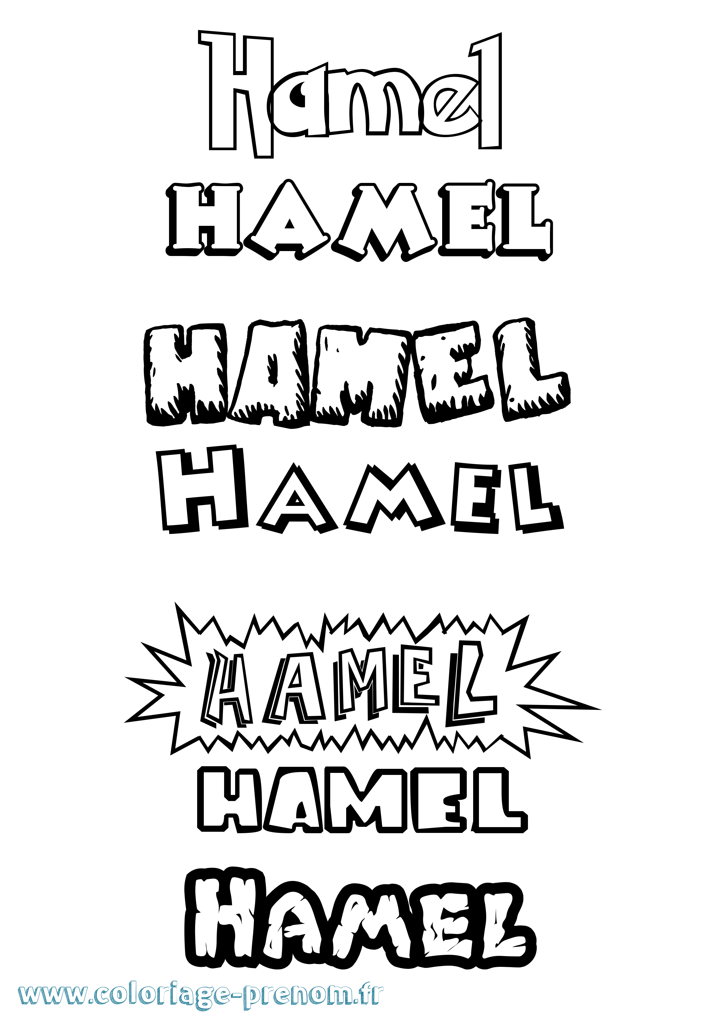 Coloriage prénom Hamel Dessin Animé