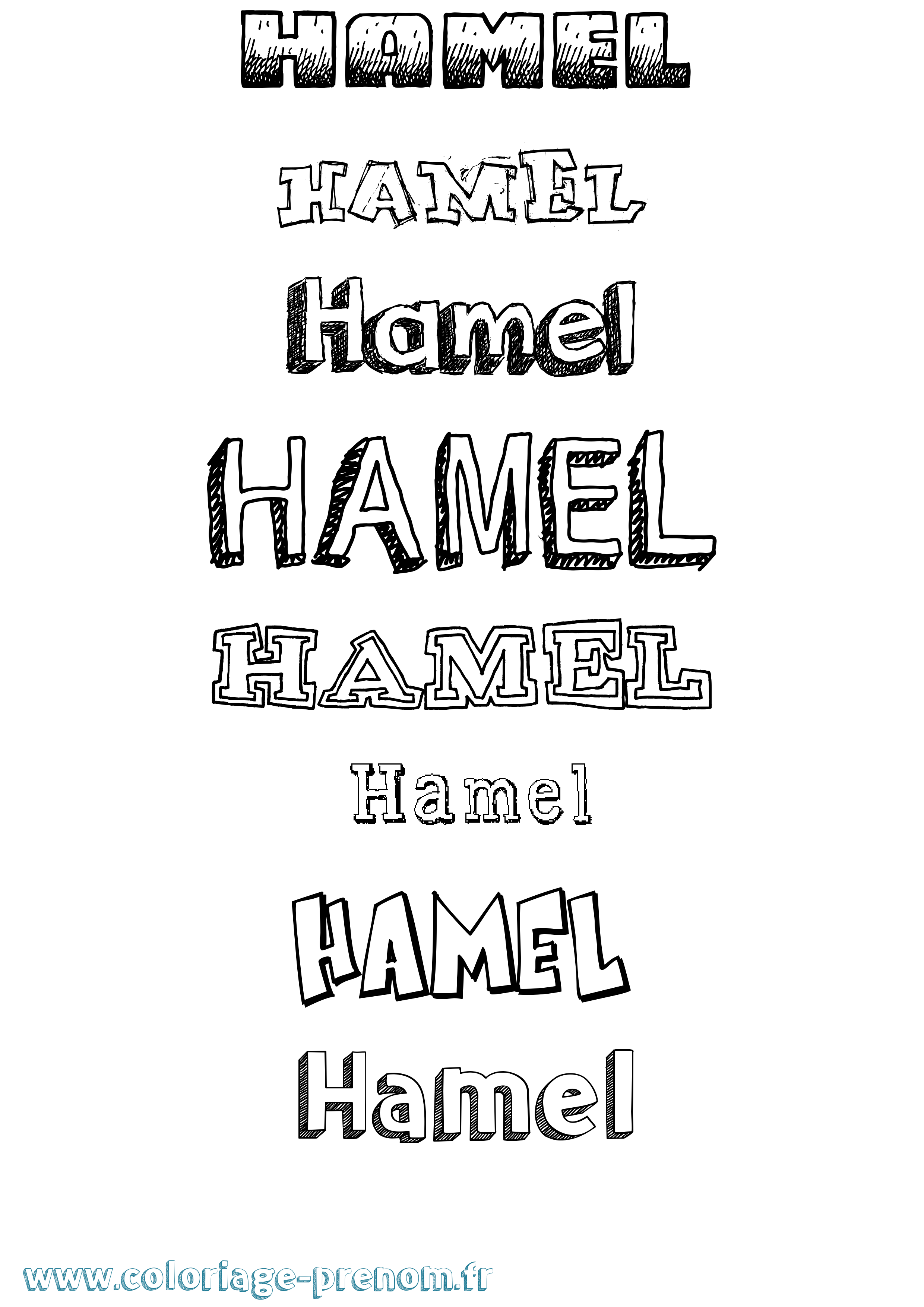 Coloriage Hamel Dessiné Coloriage prénom Hamel Dessiné