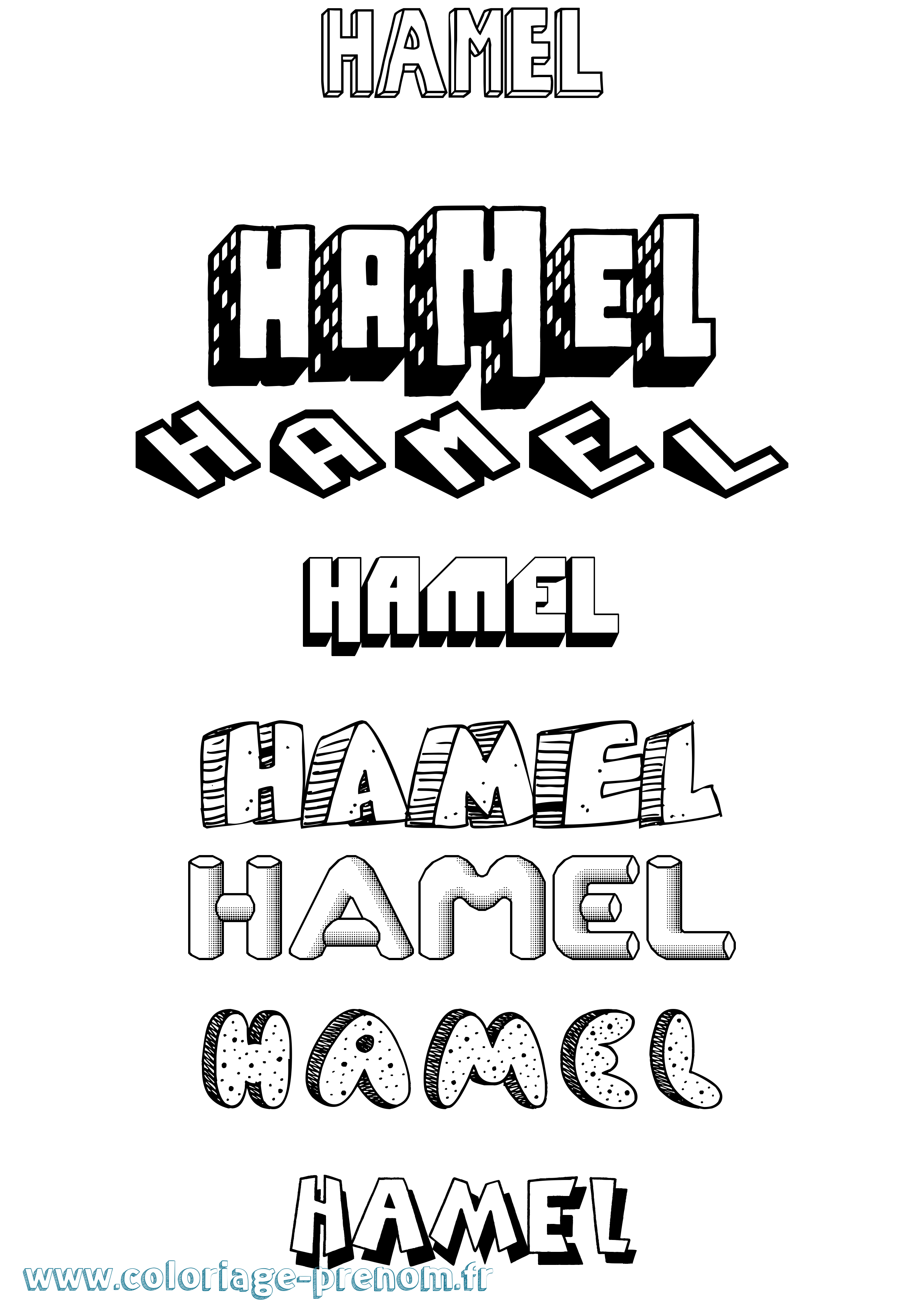 Coloriage Hamel Effet 3D Coloriage prénom Hamel Effet 3D