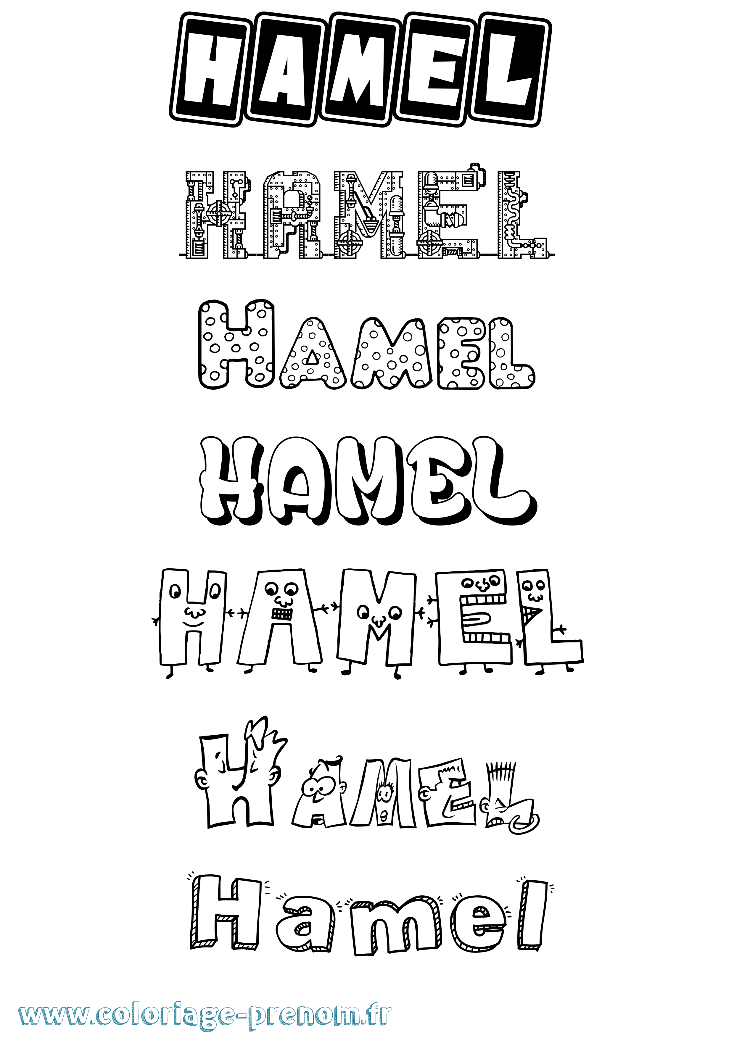 Coloriage Hamel Fun Coloriage prénom Hamel Fun