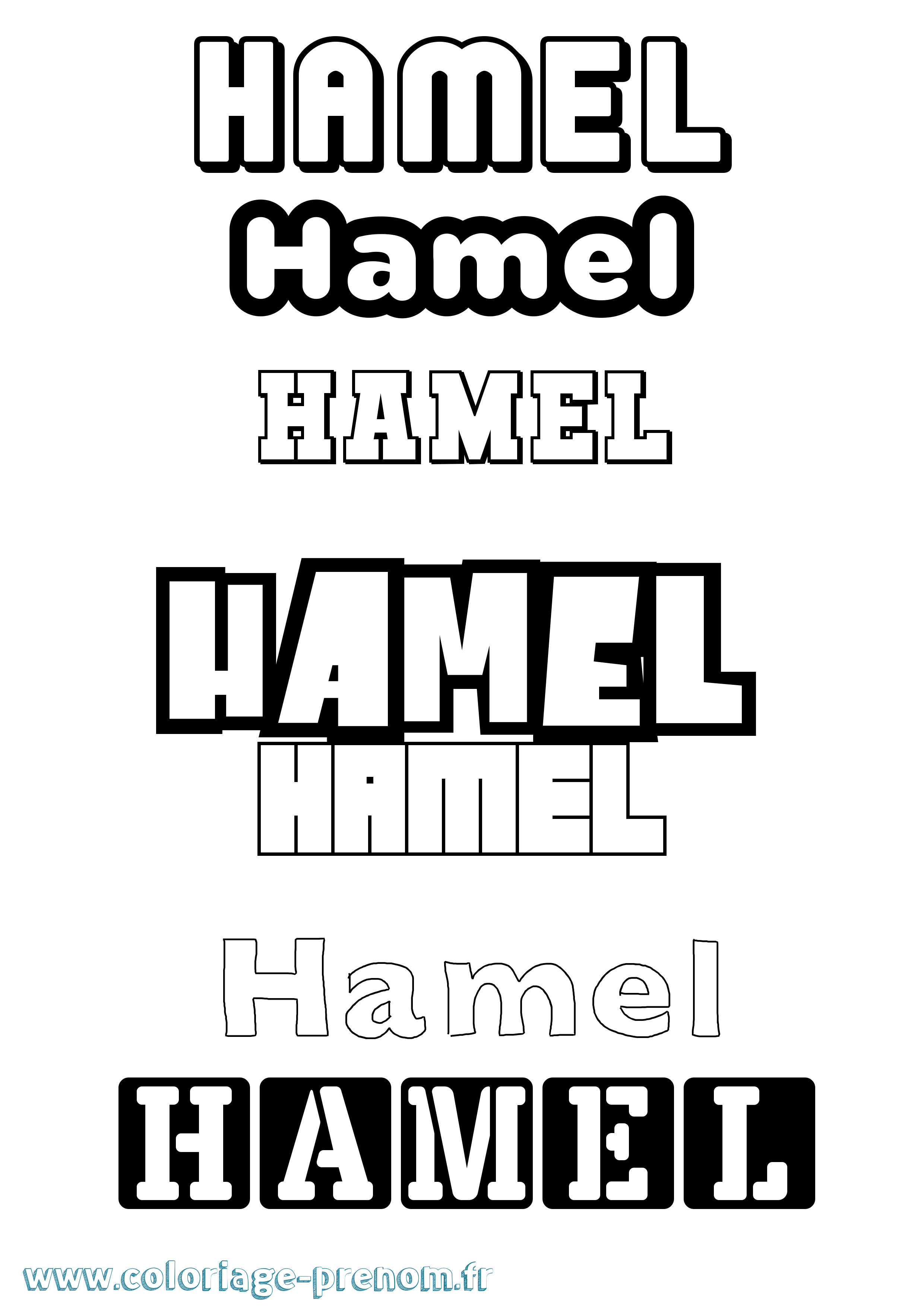 Coloriage prénom Hamel Simple