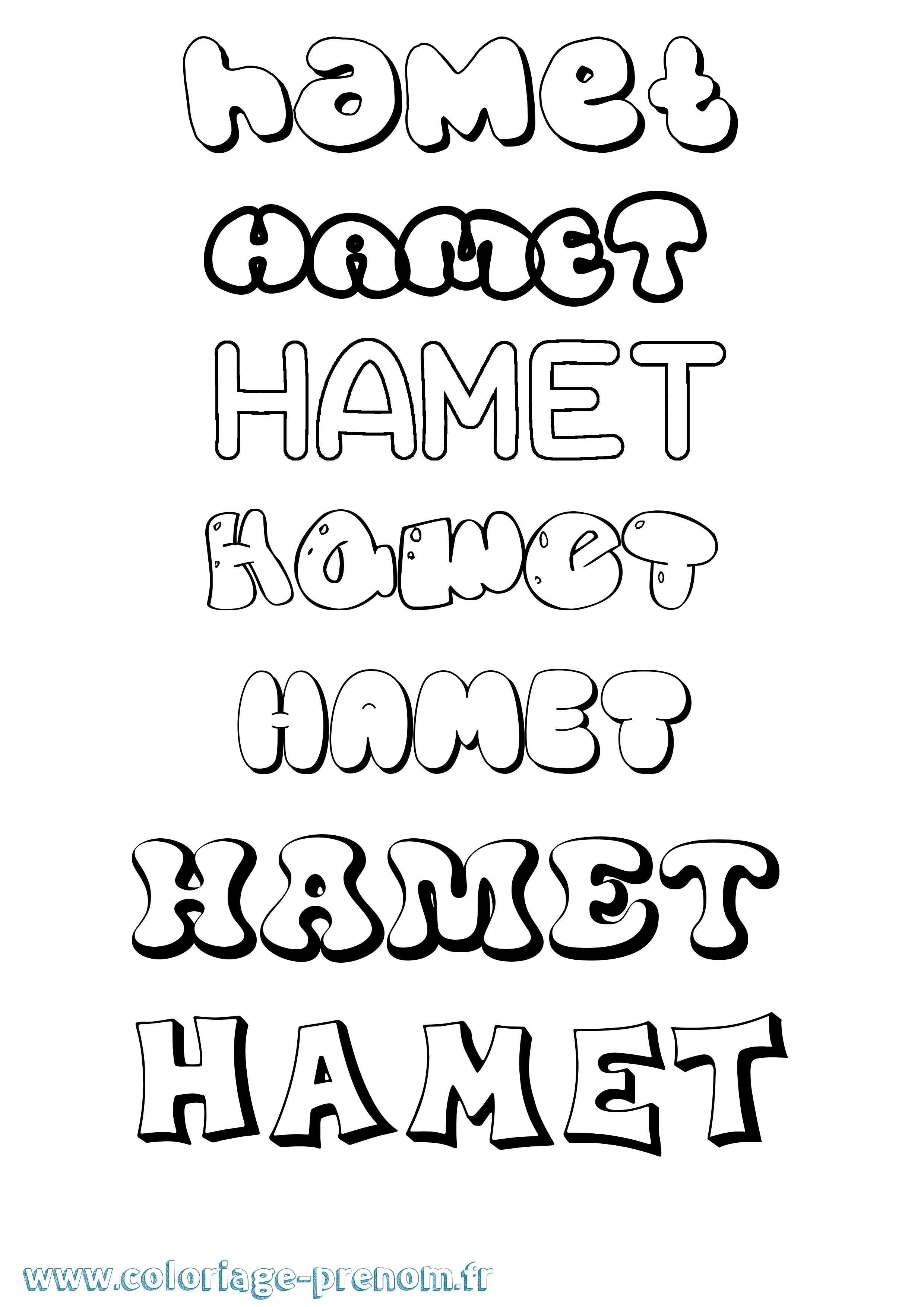 Coloriage prénom Hamet Bubble