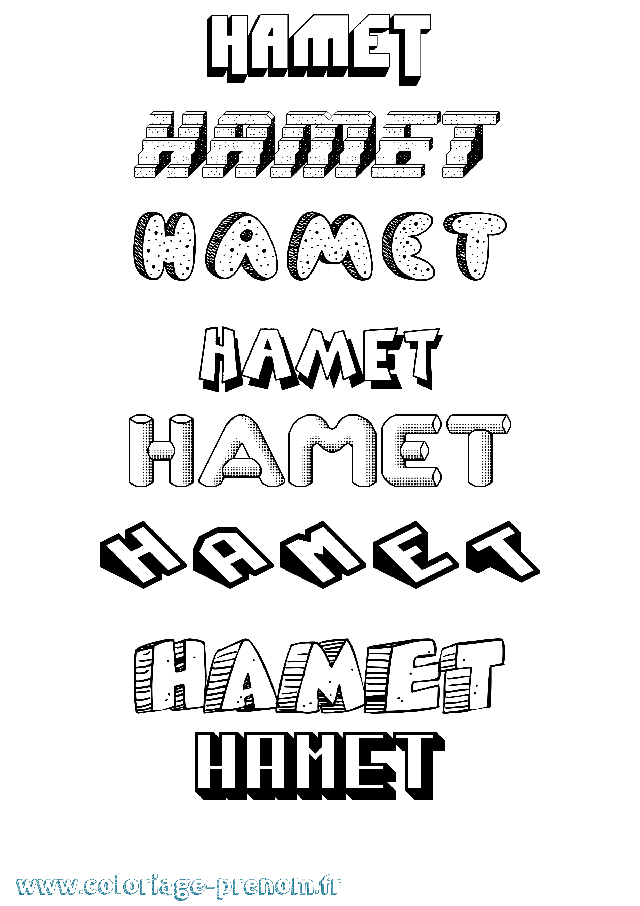 Coloriage prénom Hamet Effet 3D