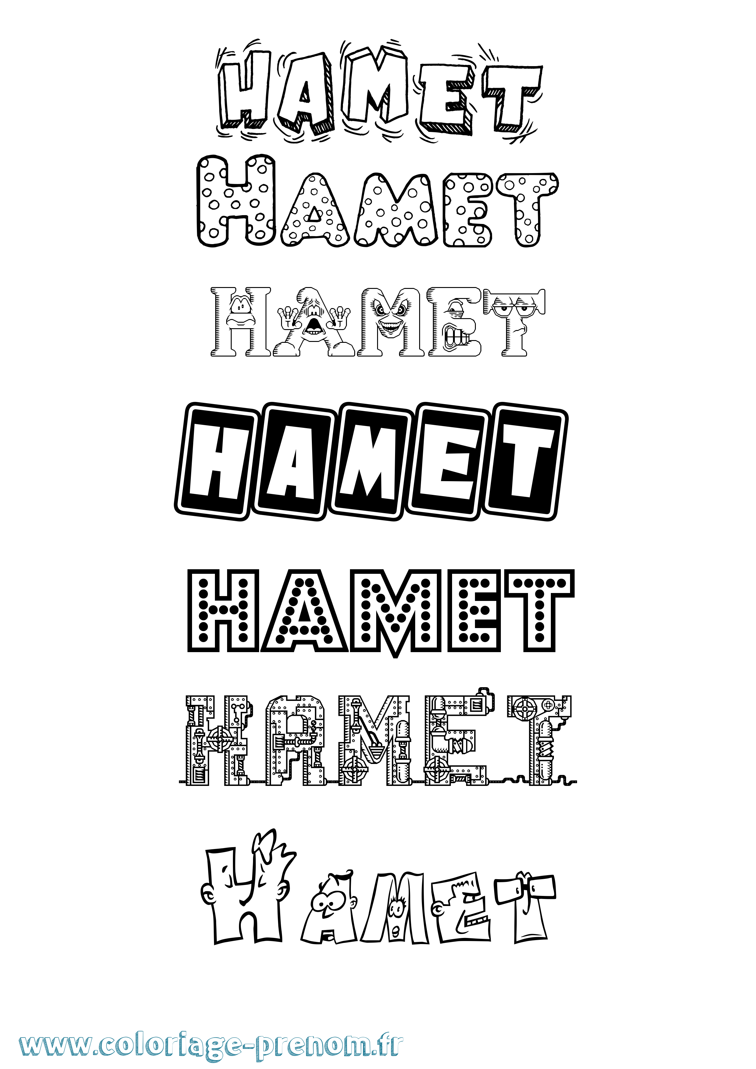 Coloriage prénom Hamet Fun