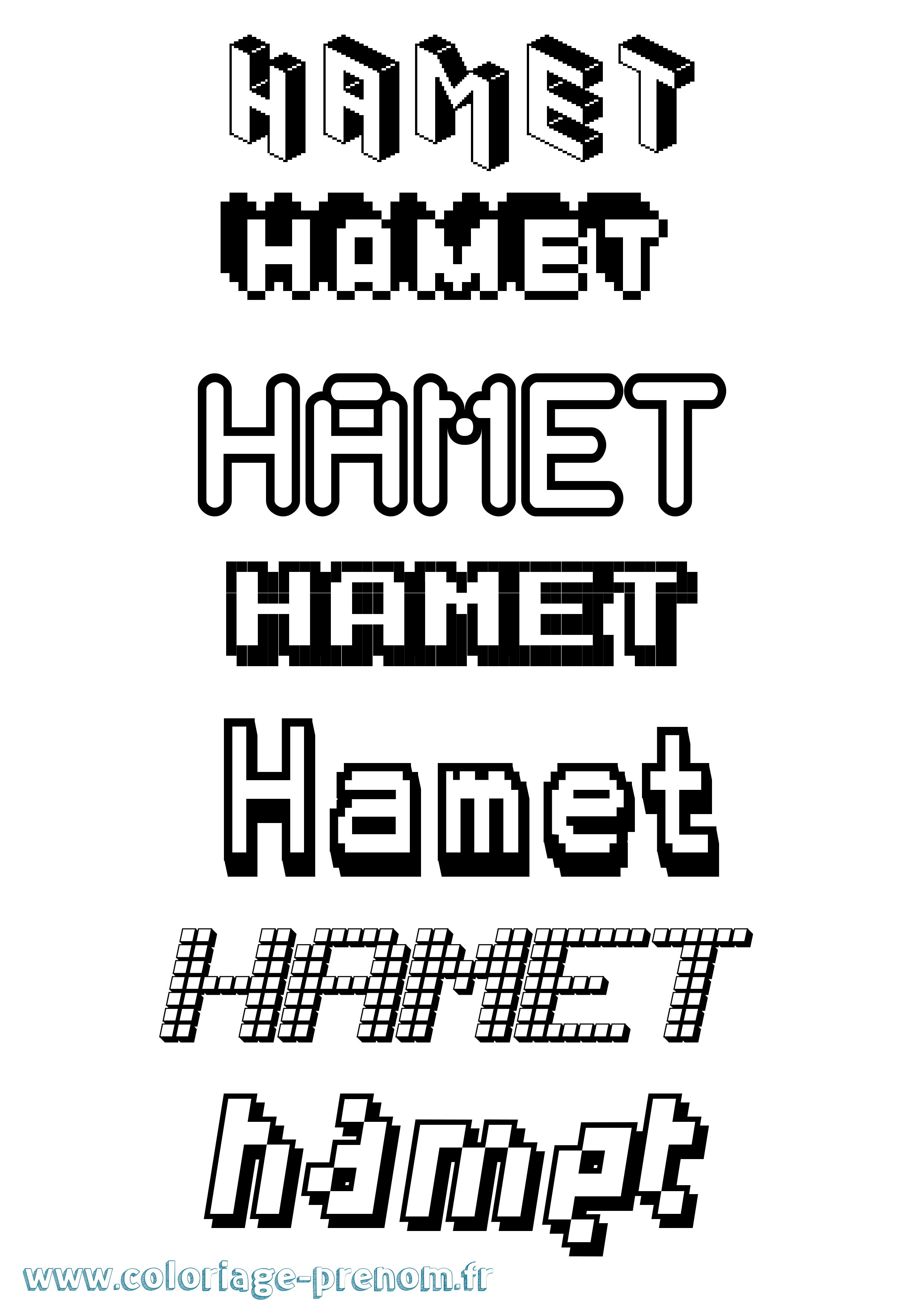 Coloriage prénom Hamet Pixel