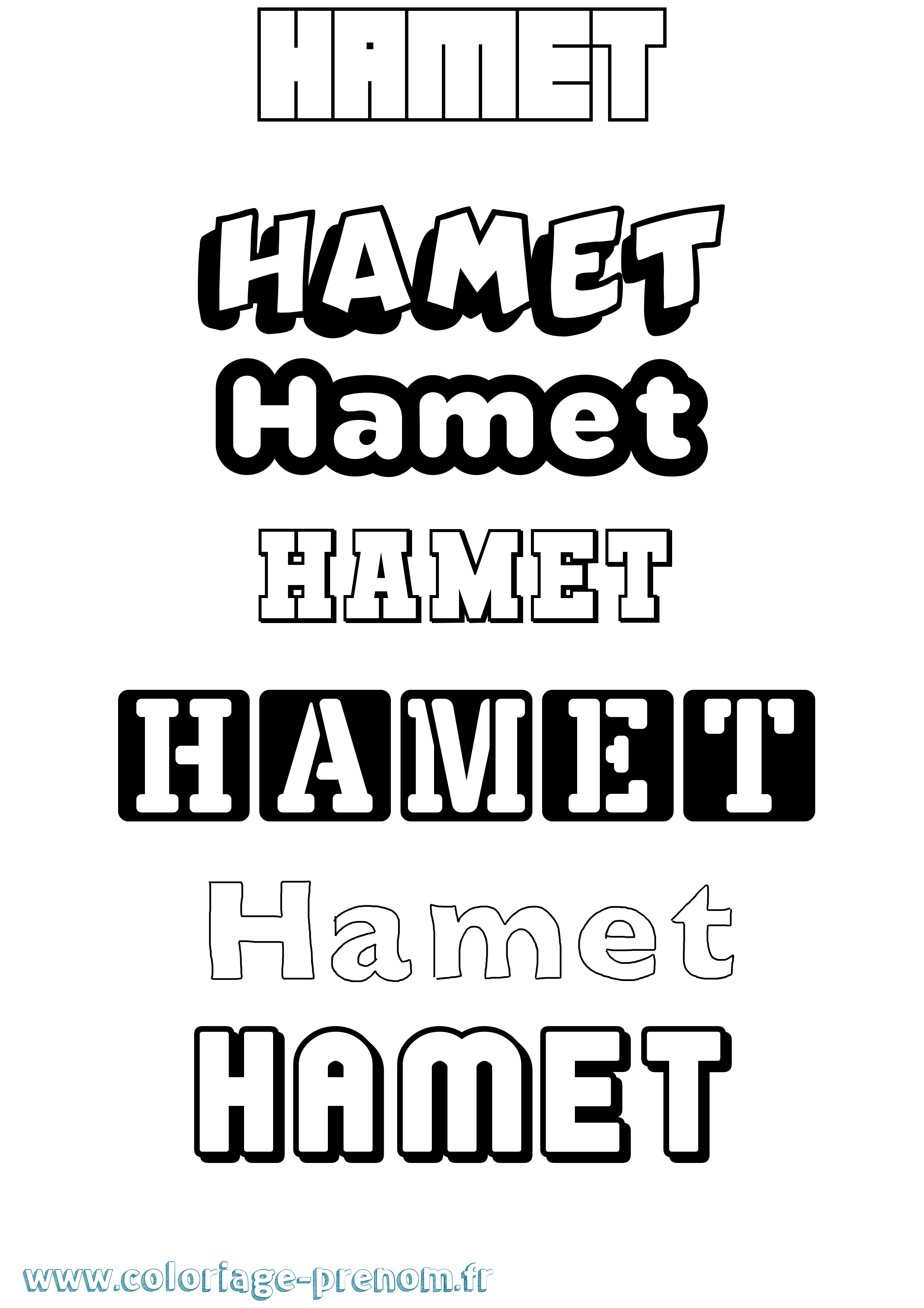 Coloriage prénom Hamet Simple