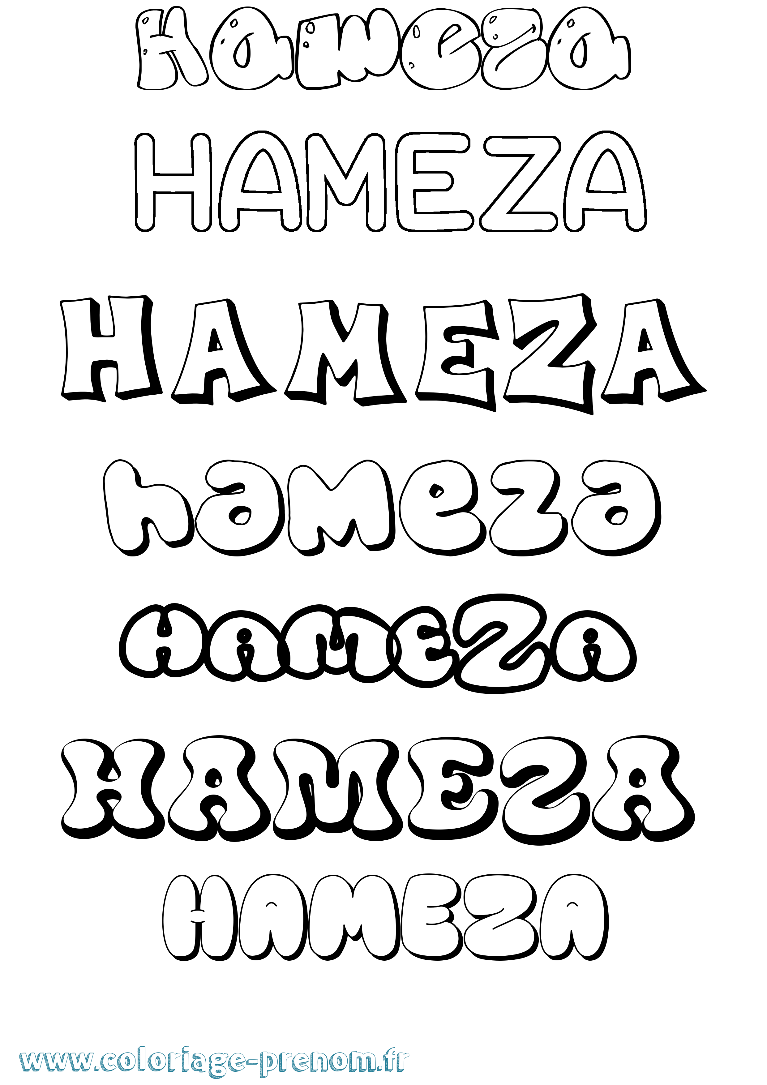 Coloriage prénom Hameza Bubble