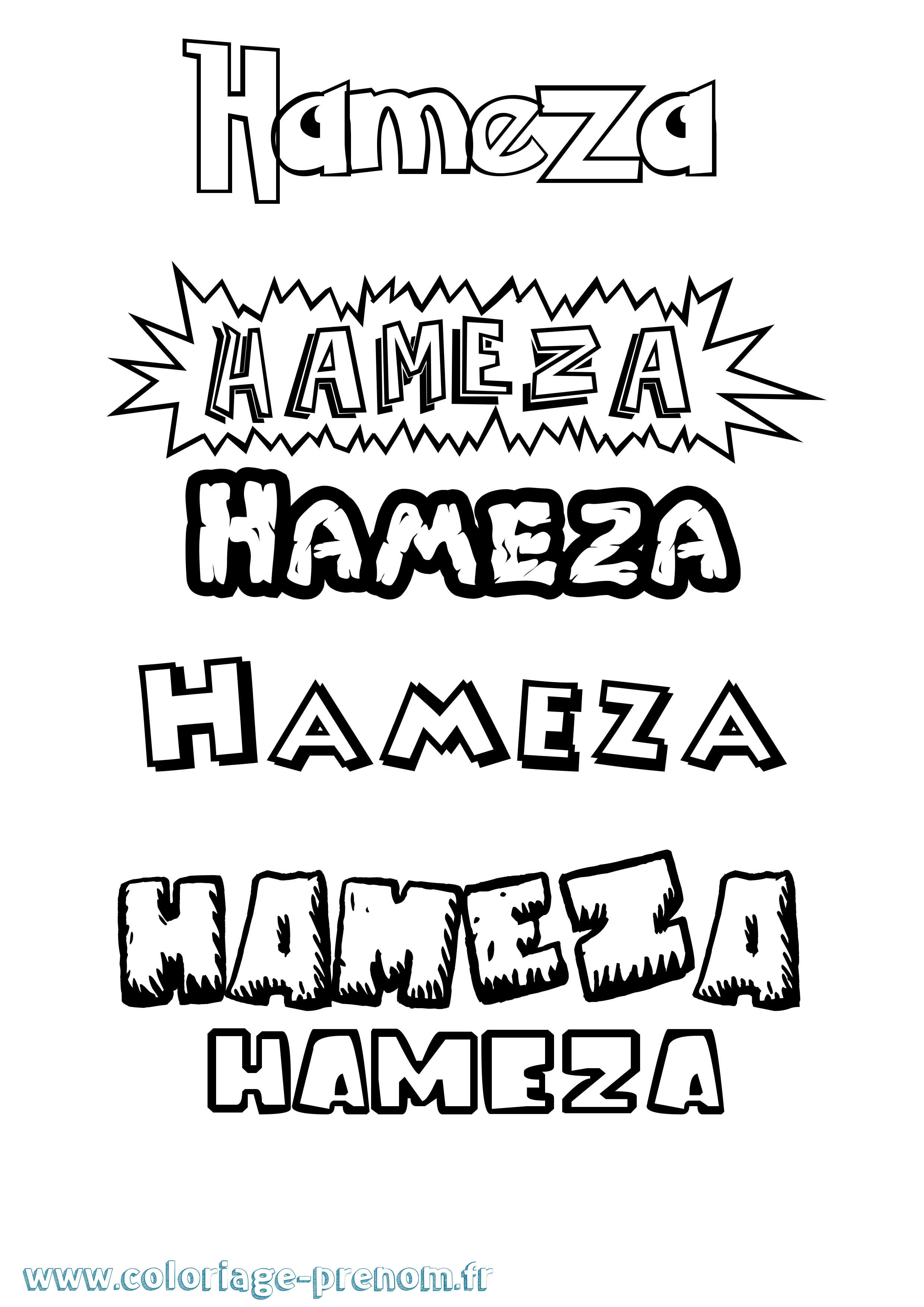 Coloriage prénom Hameza Dessin Animé