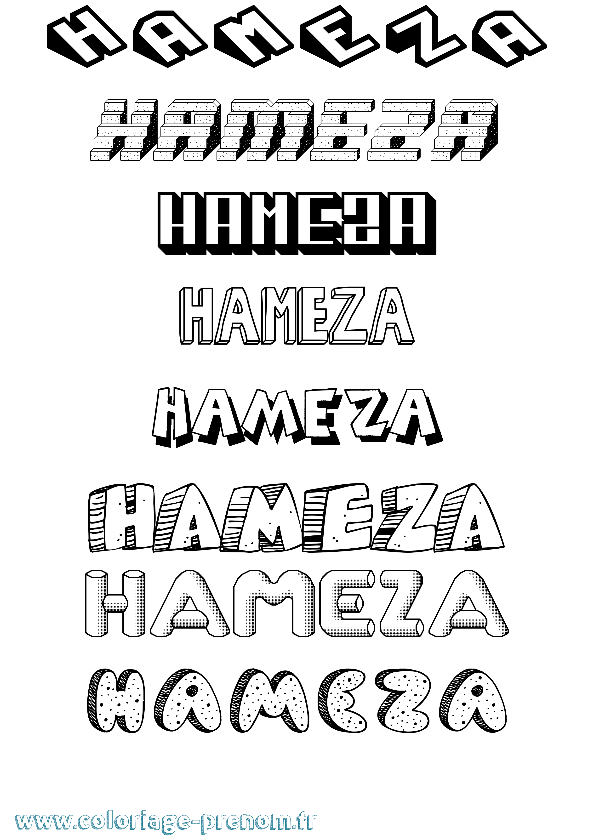 Coloriage prénom Hameza Effet 3D