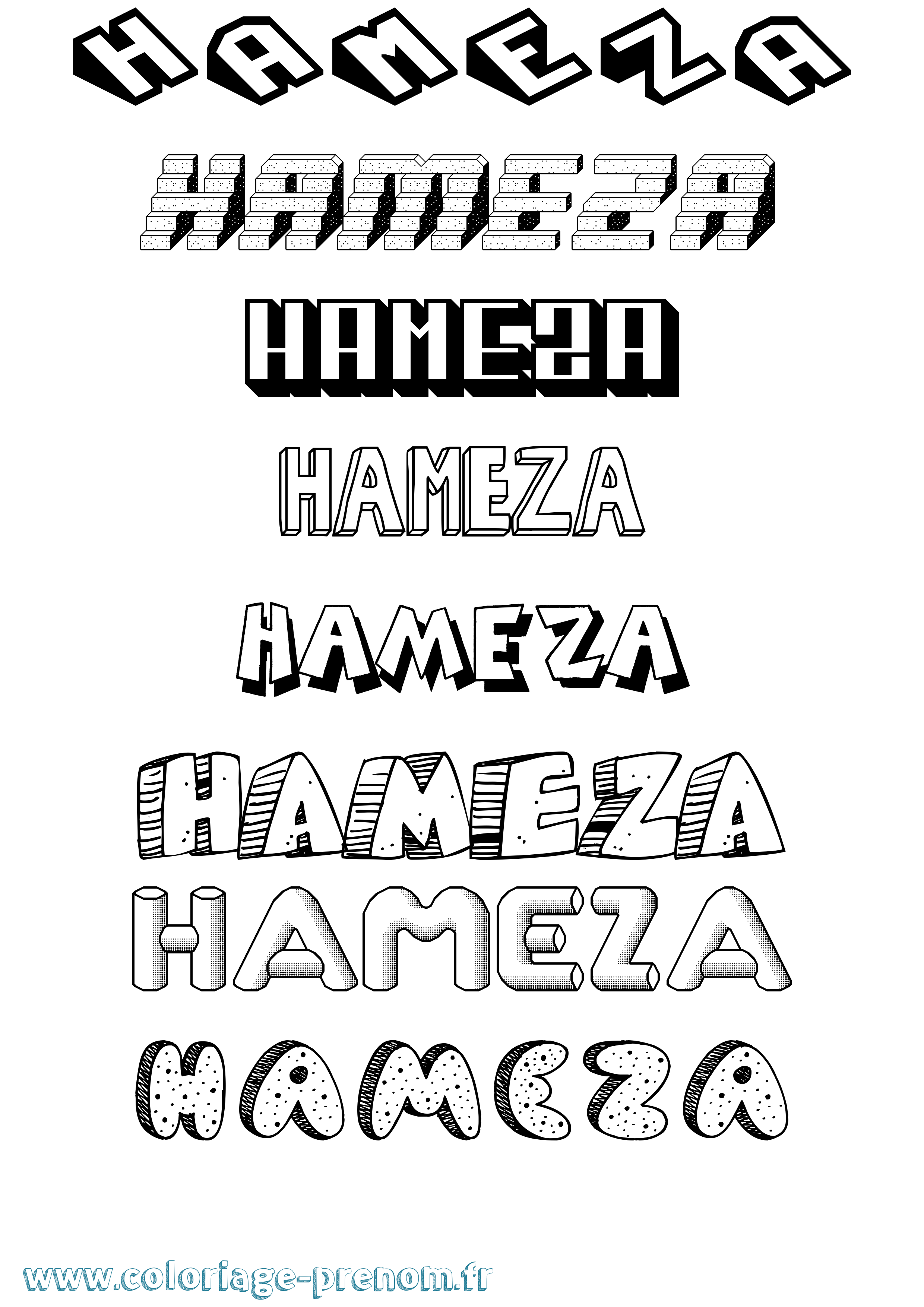 Coloriage Hameza Effet 3D Coloriage prénom Hameza Effet 3D