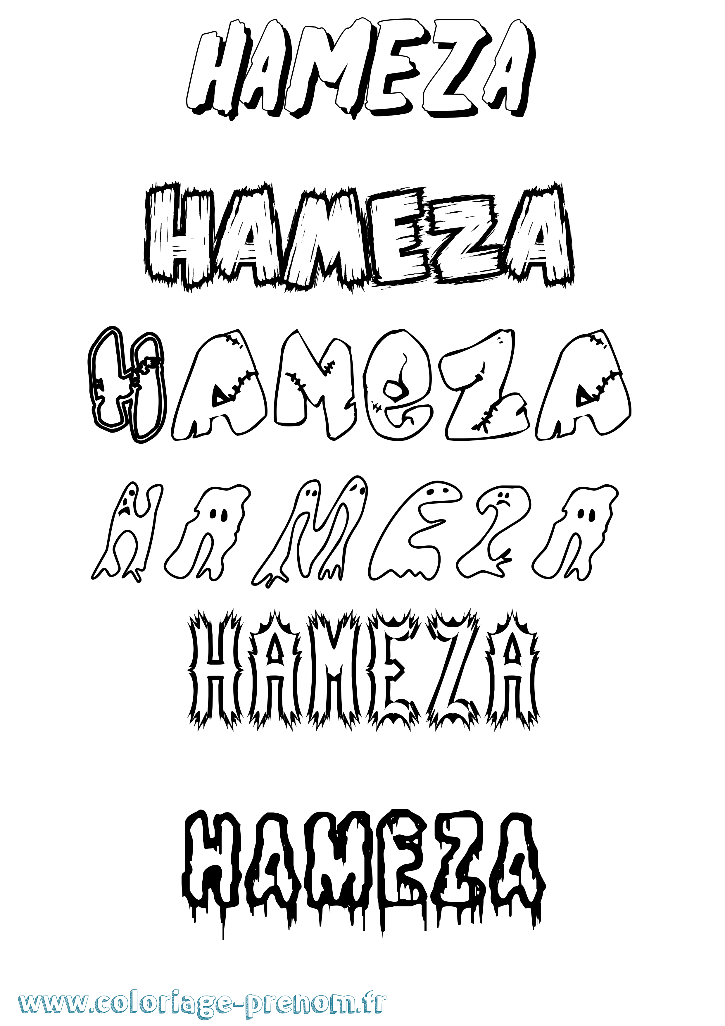 Coloriage prénom Hameza Frisson