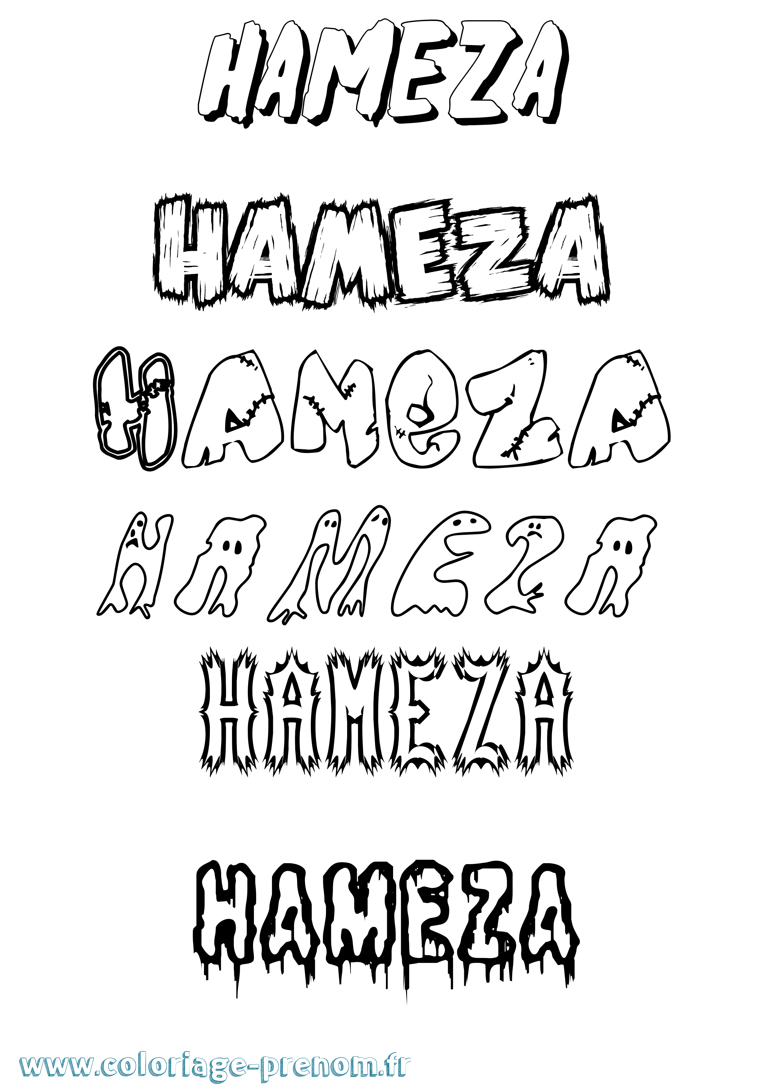 Coloriage Hameza Frisson Coloriage prénom Hameza Frisson