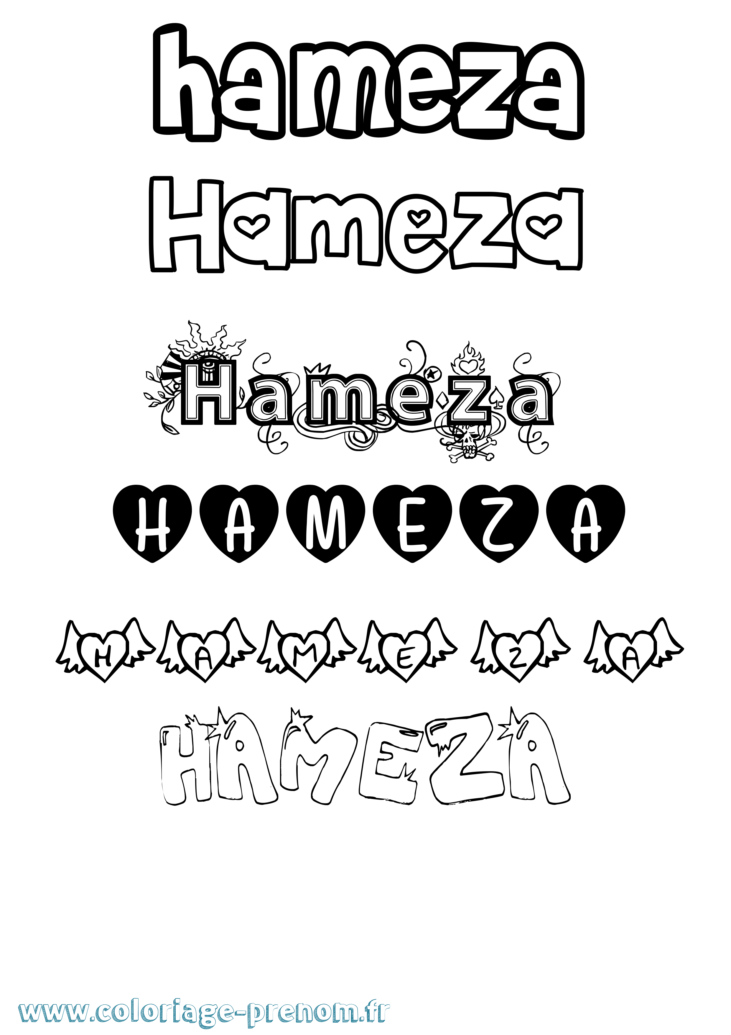 Coloriage Hameza Girly Coloriage prénom Hameza Girly