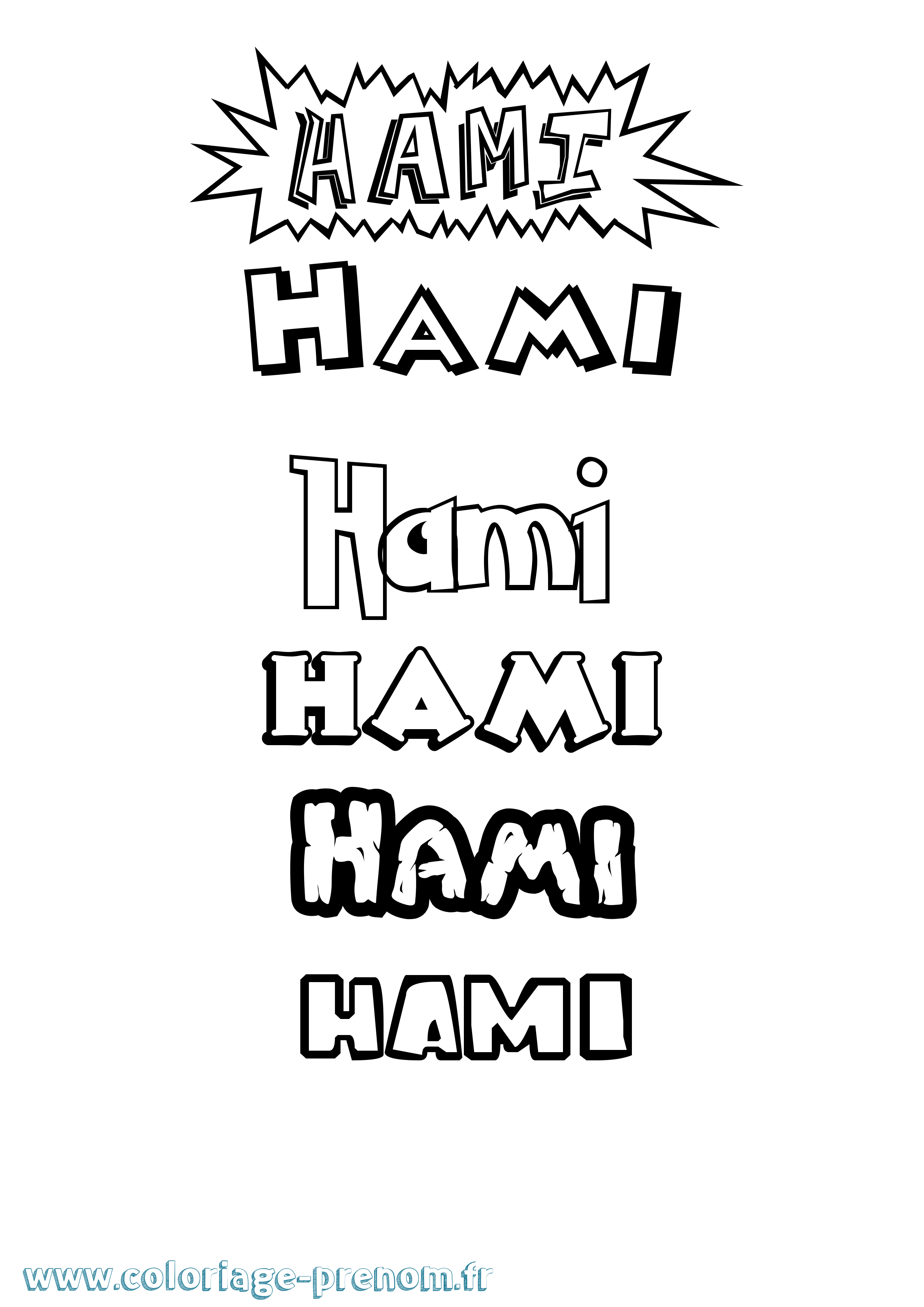 Coloriage prénom Hami Dessin Animé