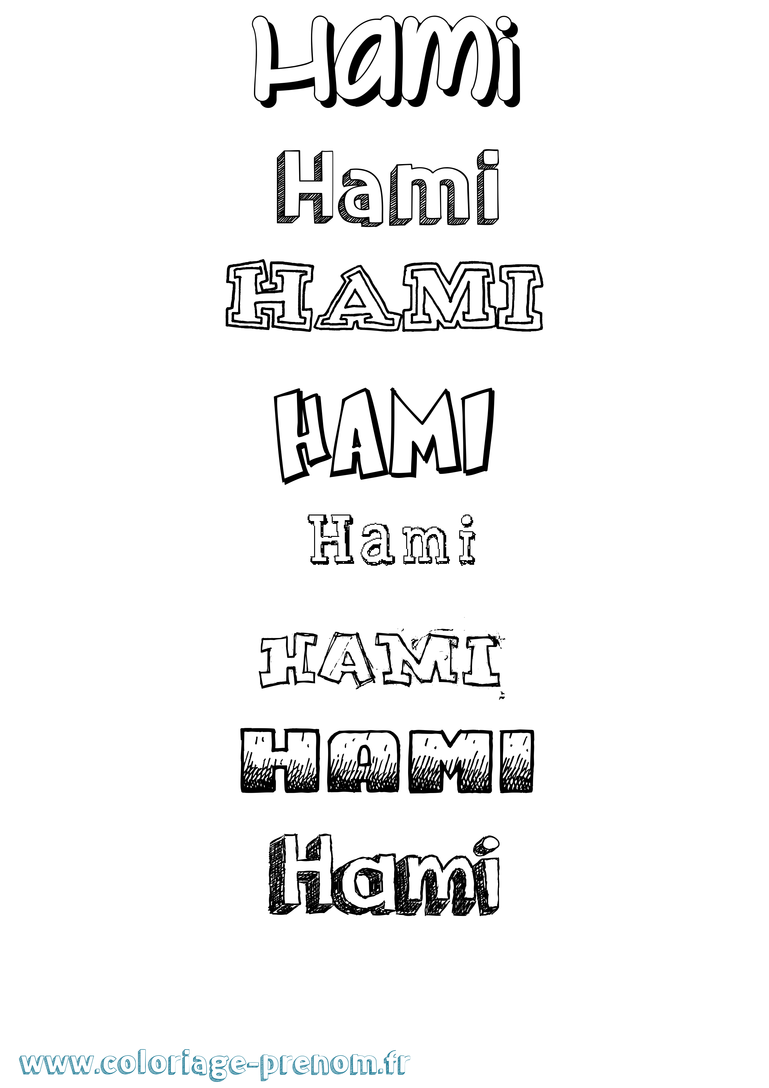 Coloriage prénom Hami Dessiné