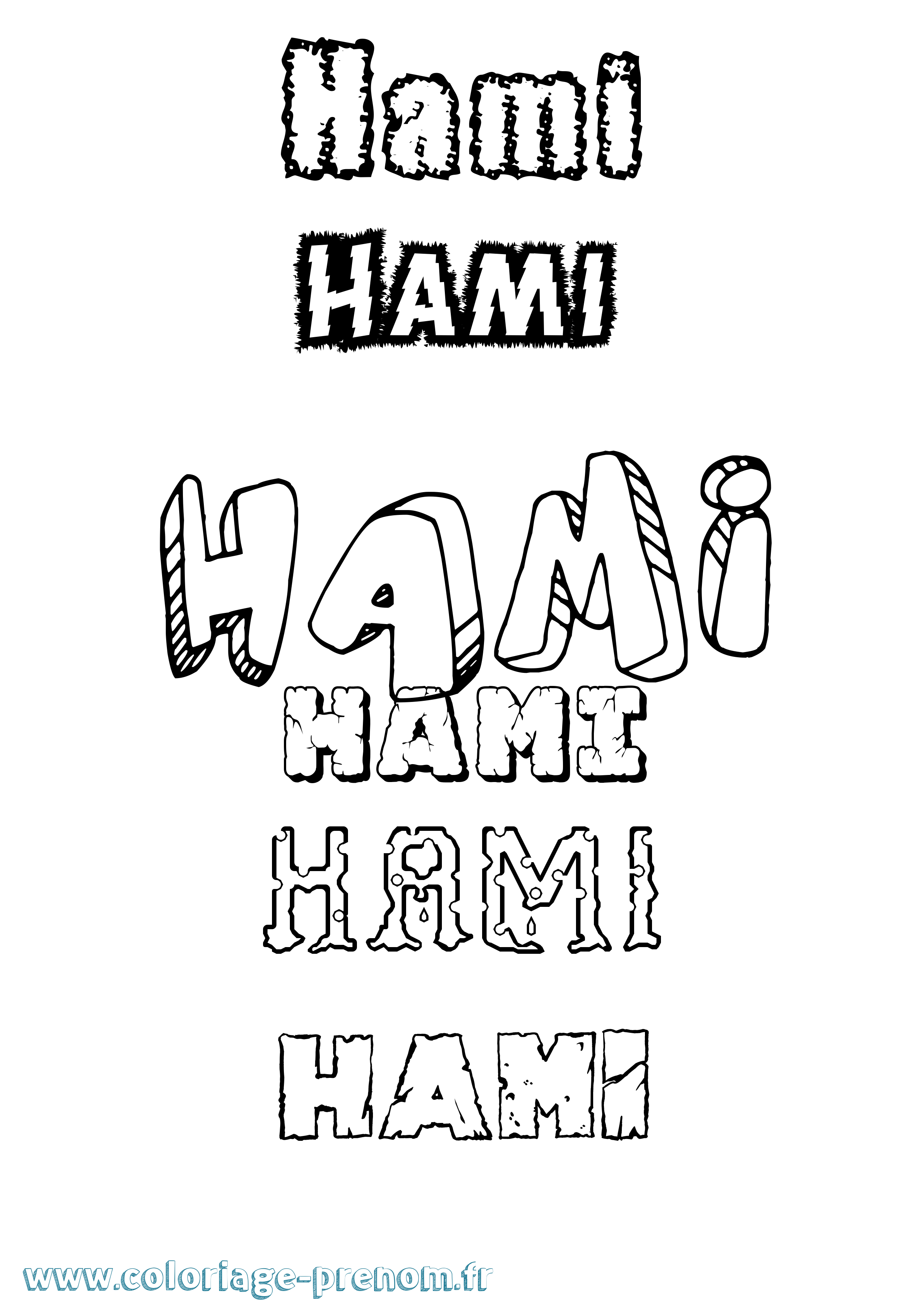 Coloriage prénom Hami Destructuré