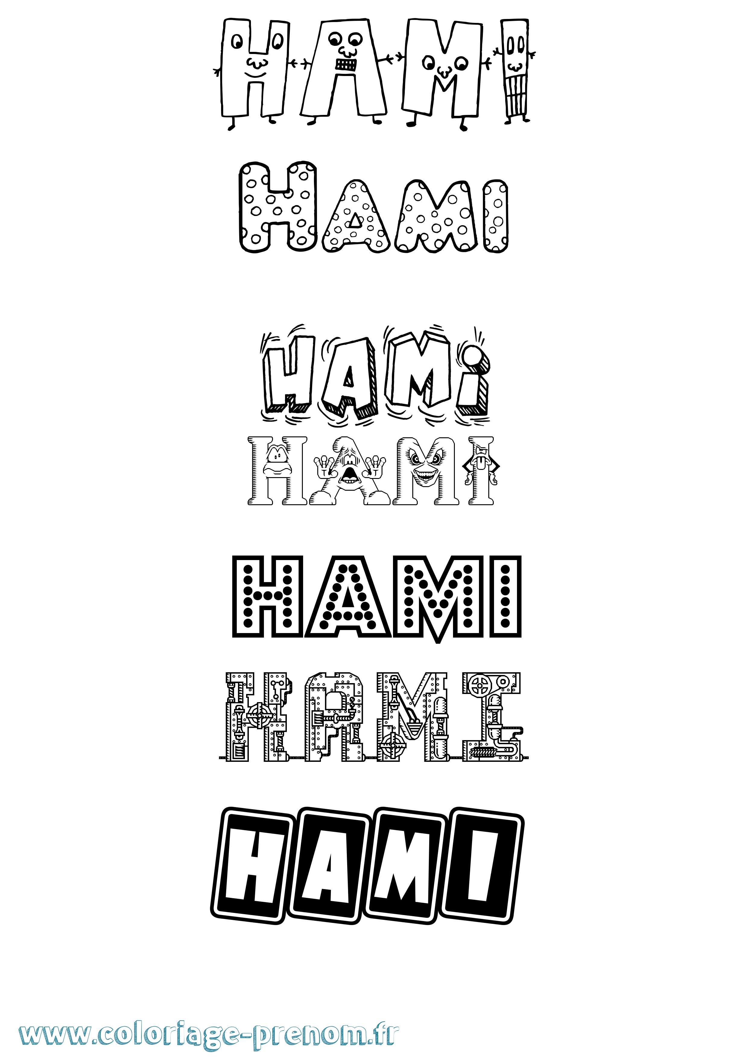 Coloriage prénom Hami Fun