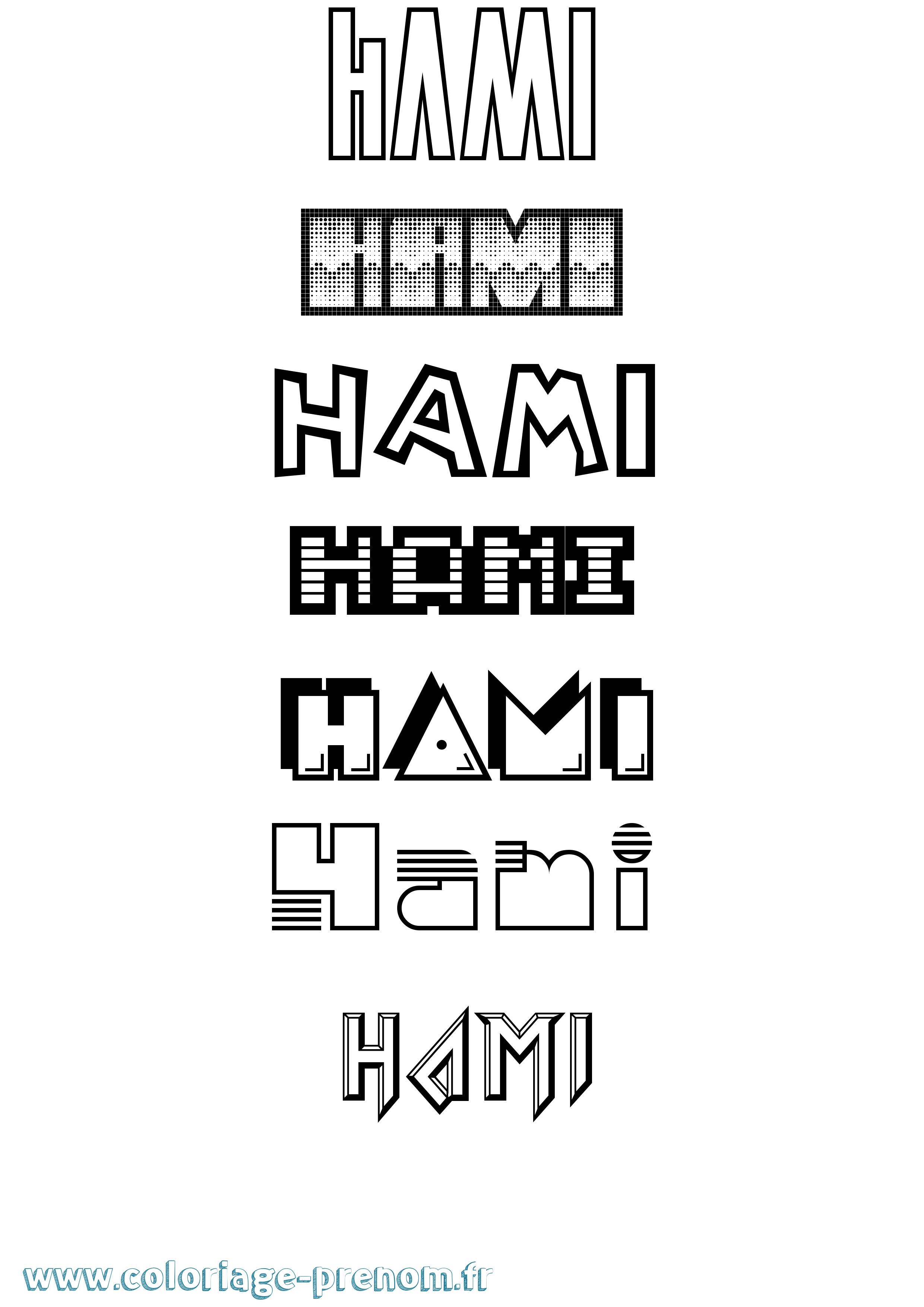 Coloriage prénom Hami Jeux Vidéos