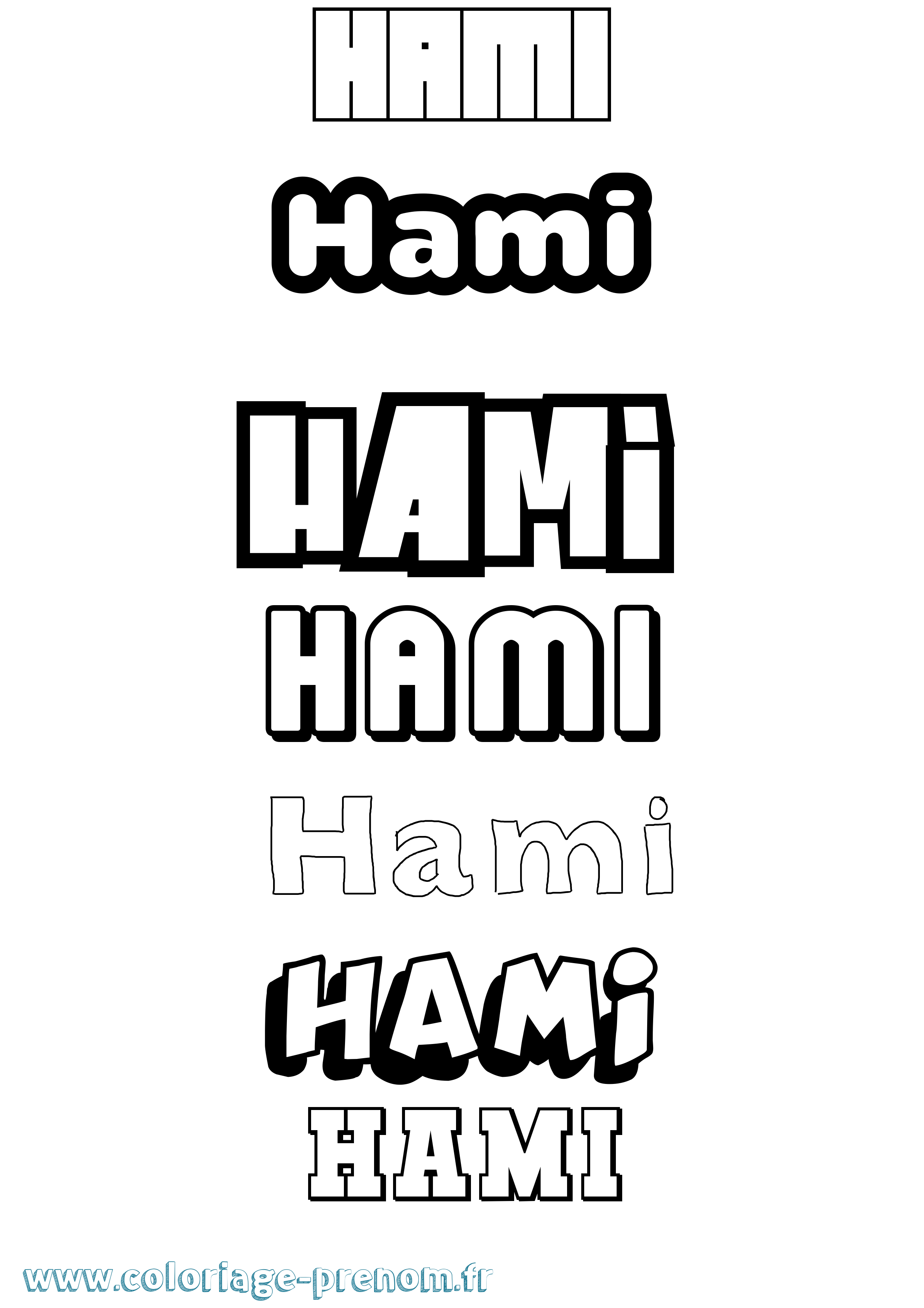 Coloriage prénom Hami Simple