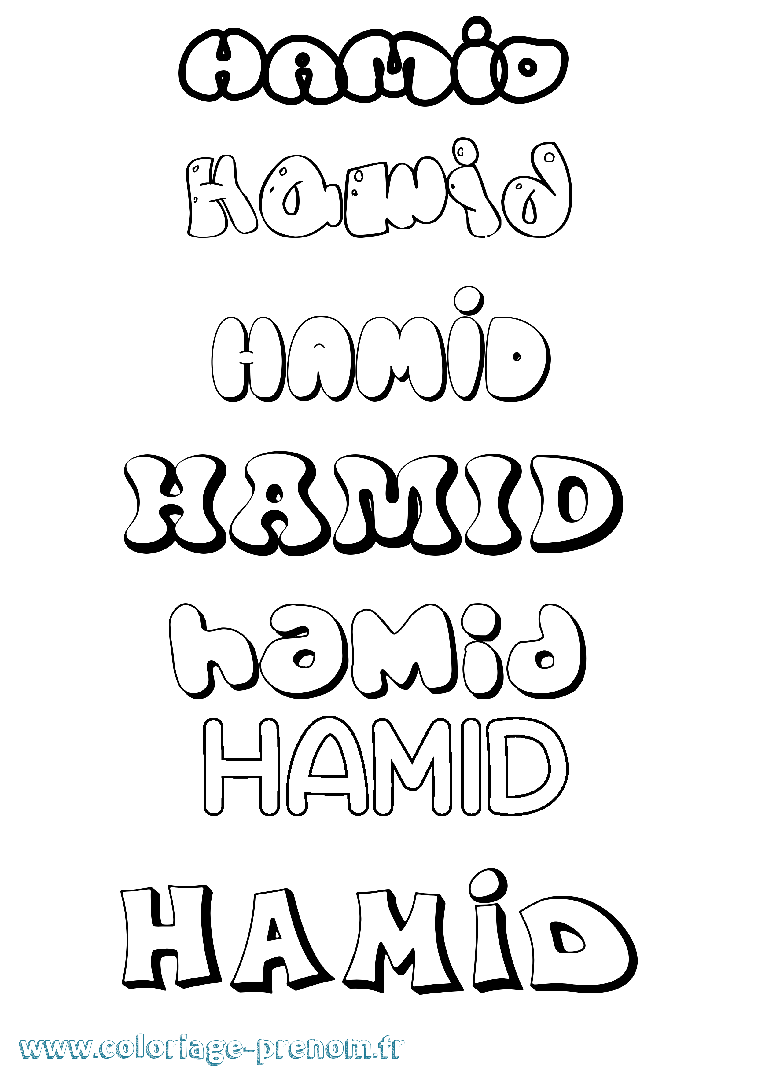 Coloriage prénom Hamid Bubble