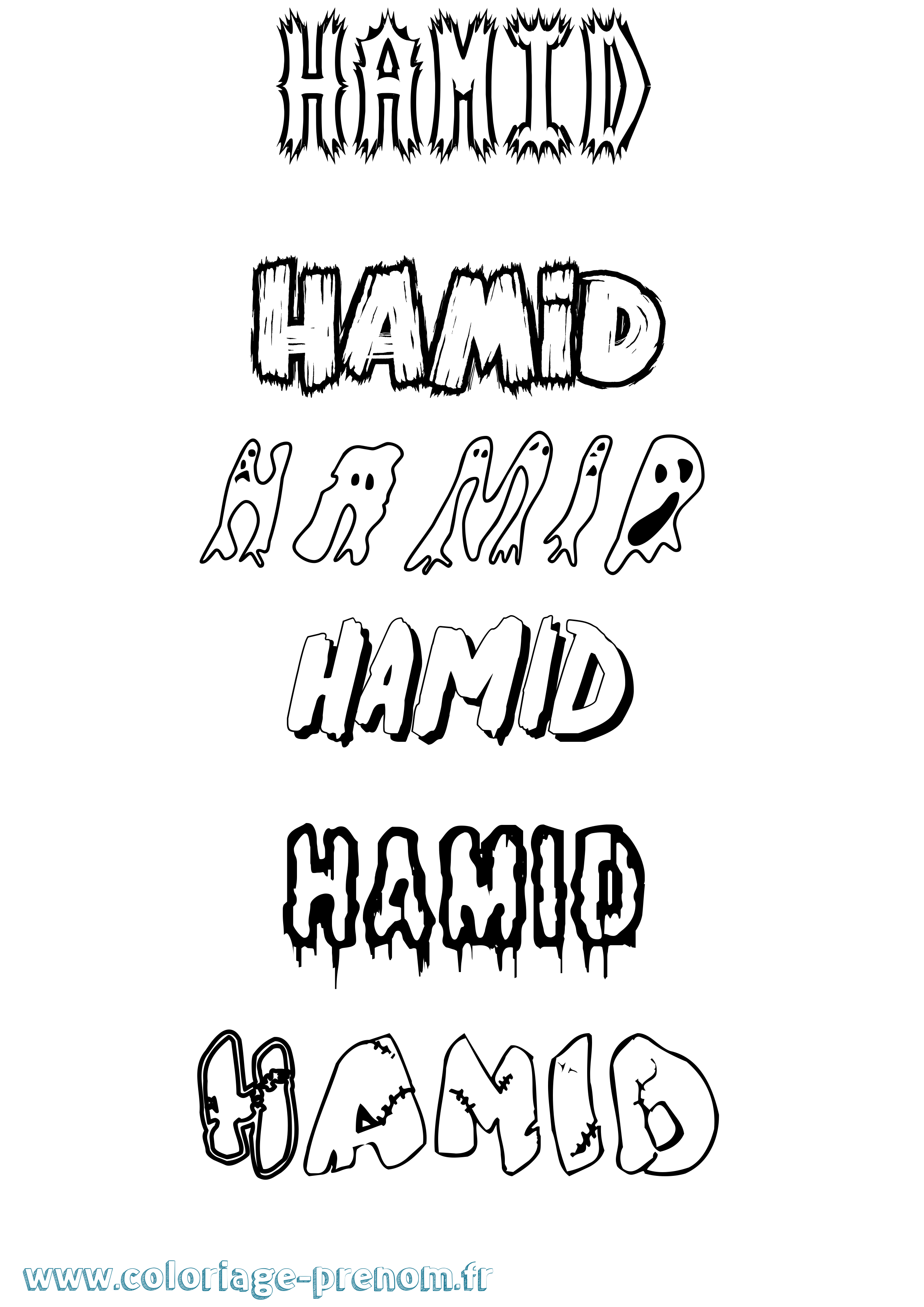 Coloriage prénom Hamid Frisson