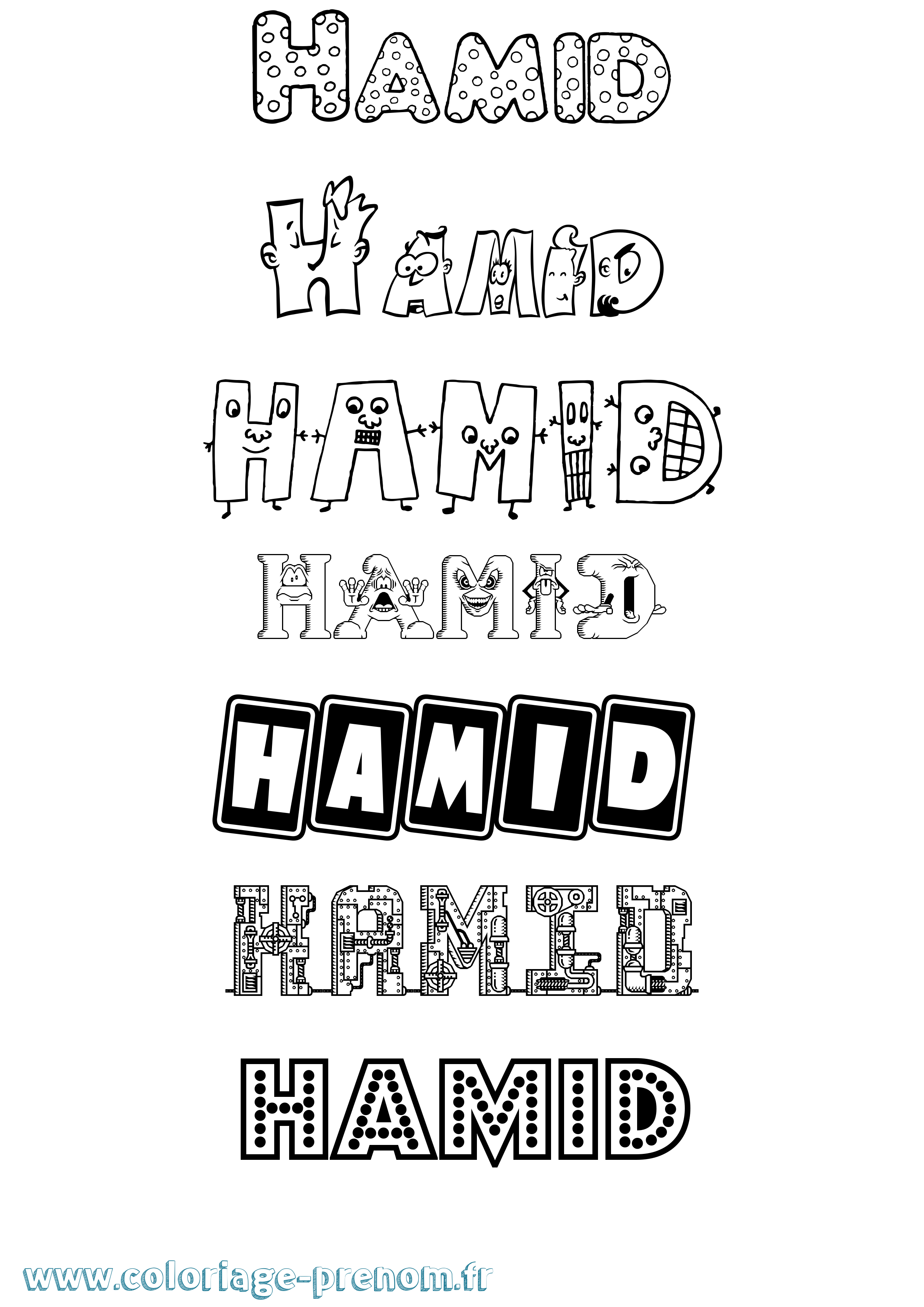 Coloriage prénom Hamid Fun