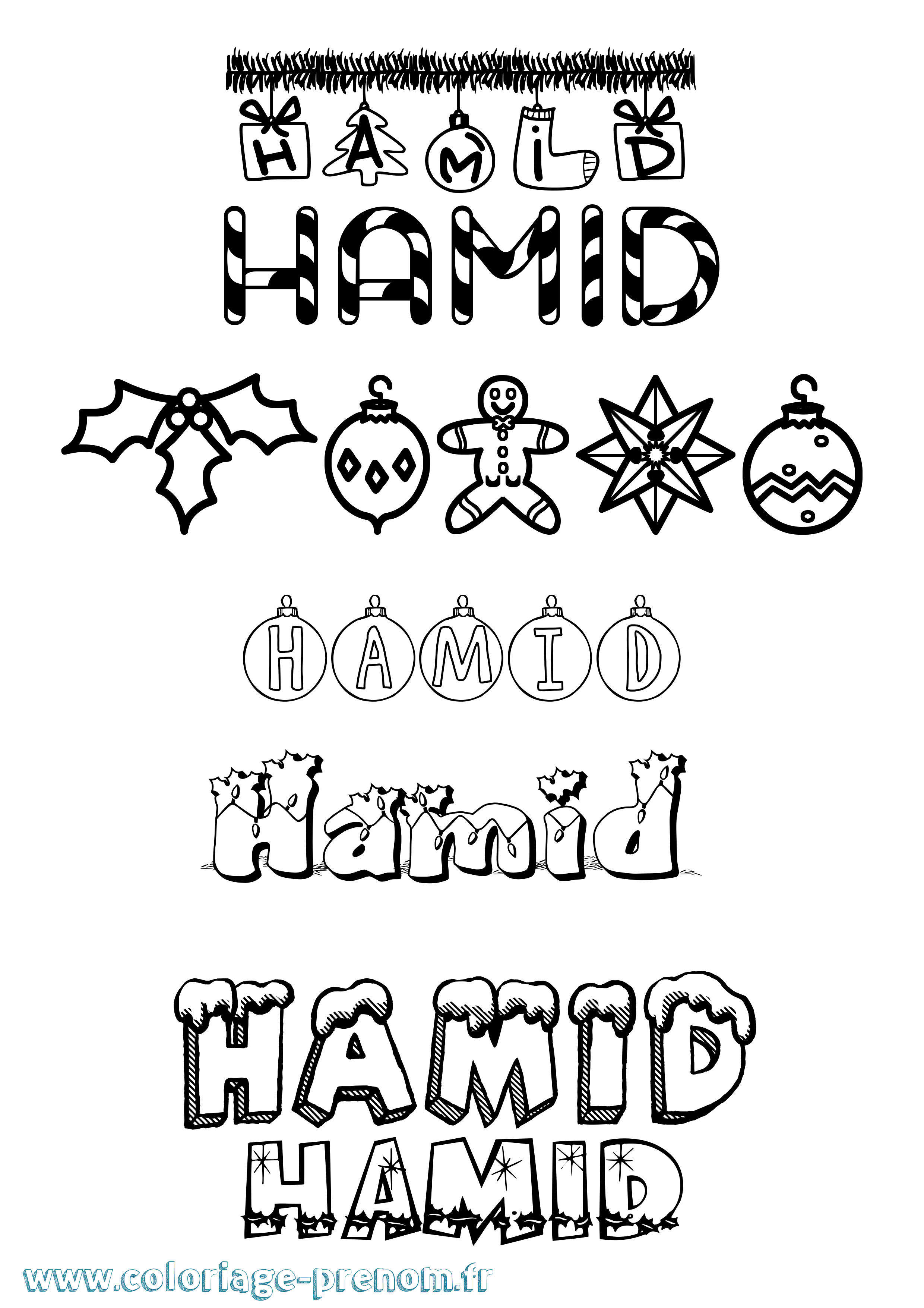 Coloriage prénom Hamid Noël