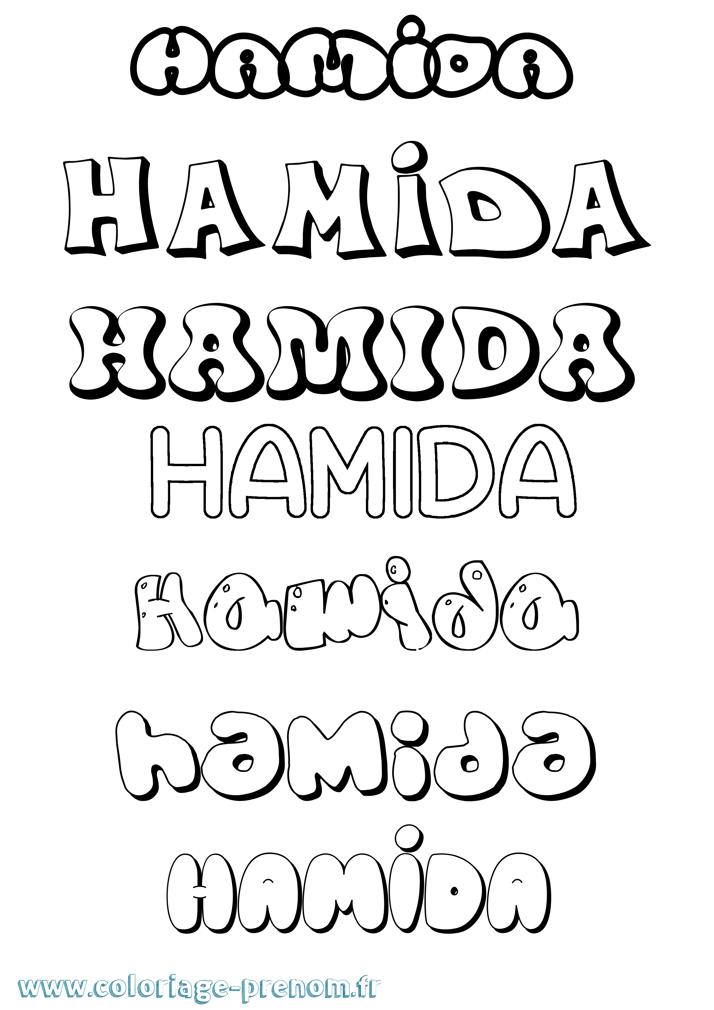 Coloriage prénom Hamida Bubble