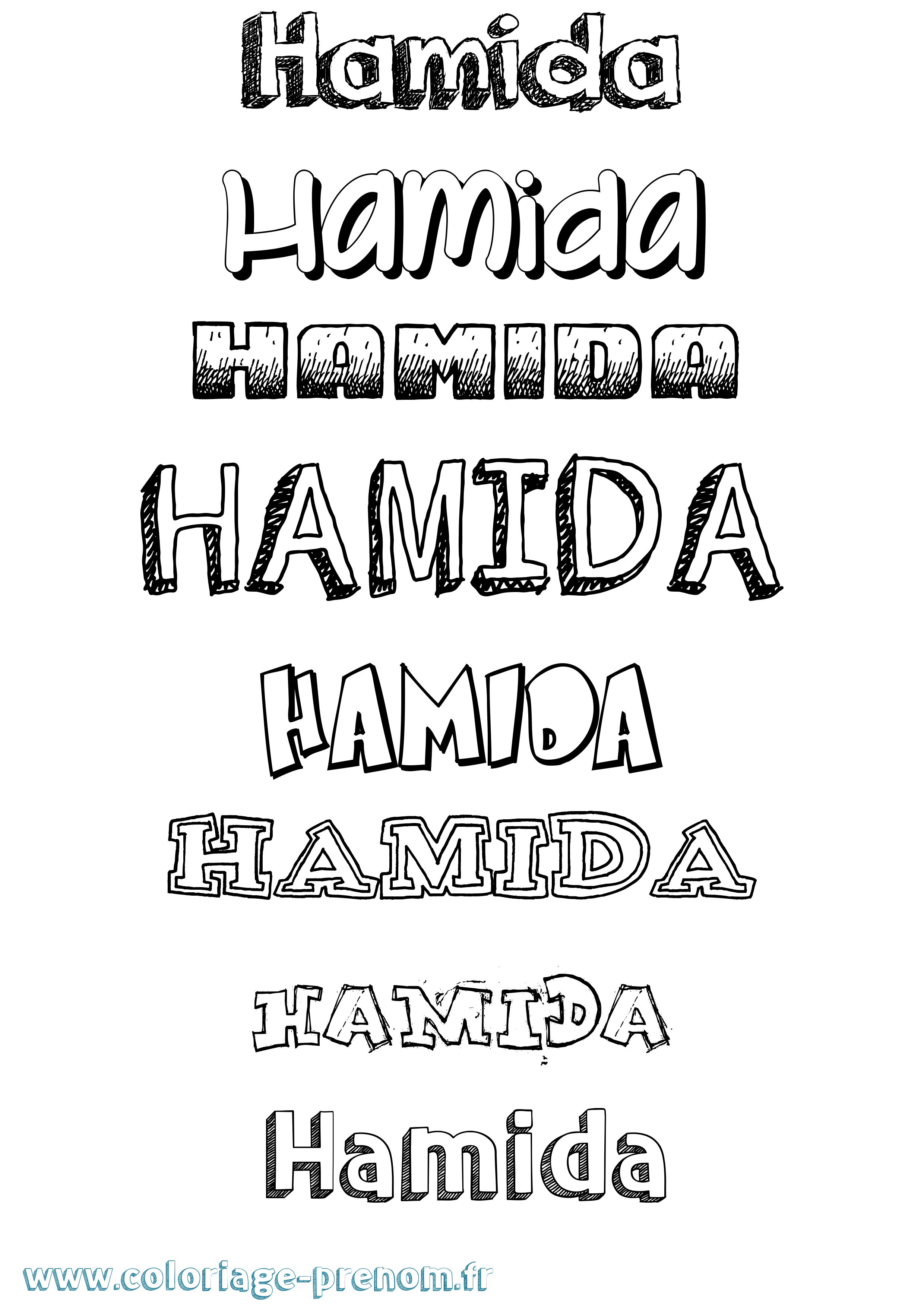 Coloriage prénom Hamida Dessiné