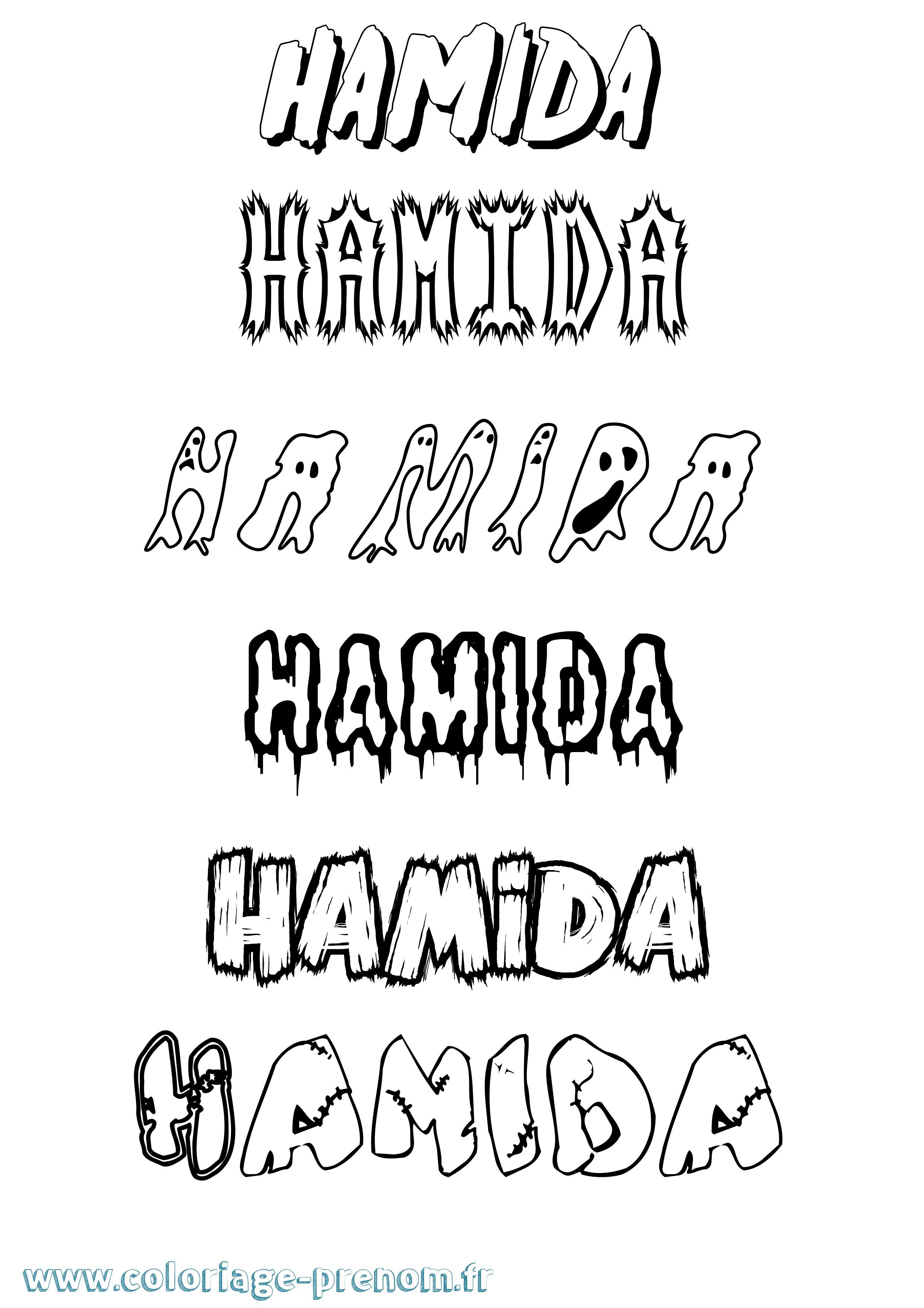 Coloriage prénom Hamida Frisson