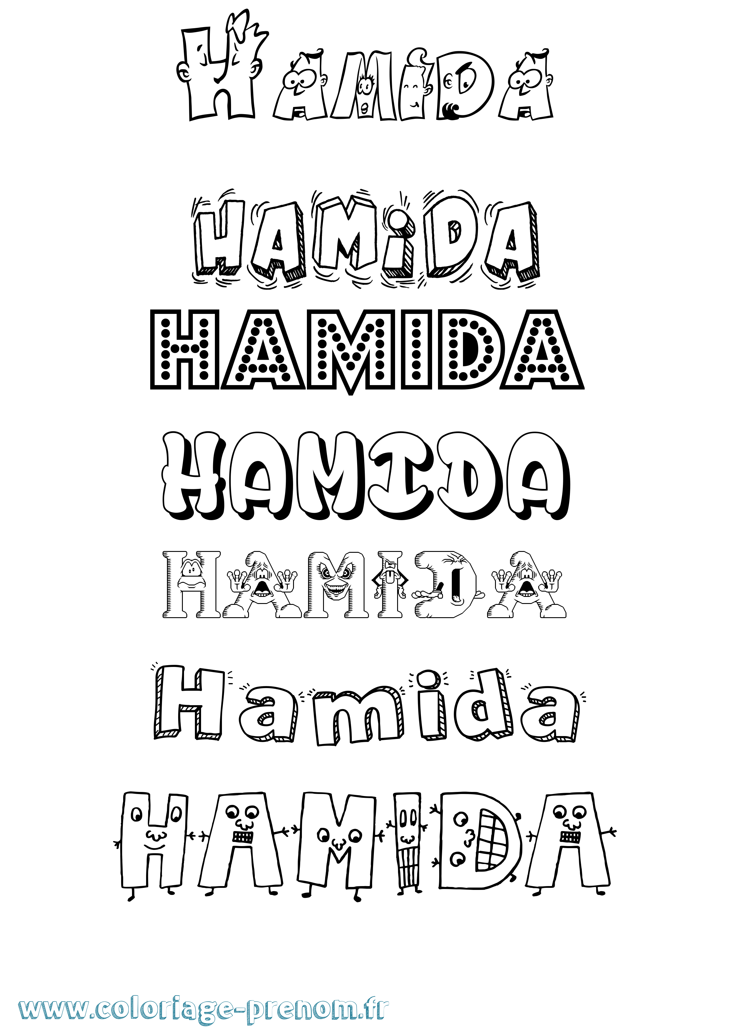 Coloriage prénom Hamida Fun