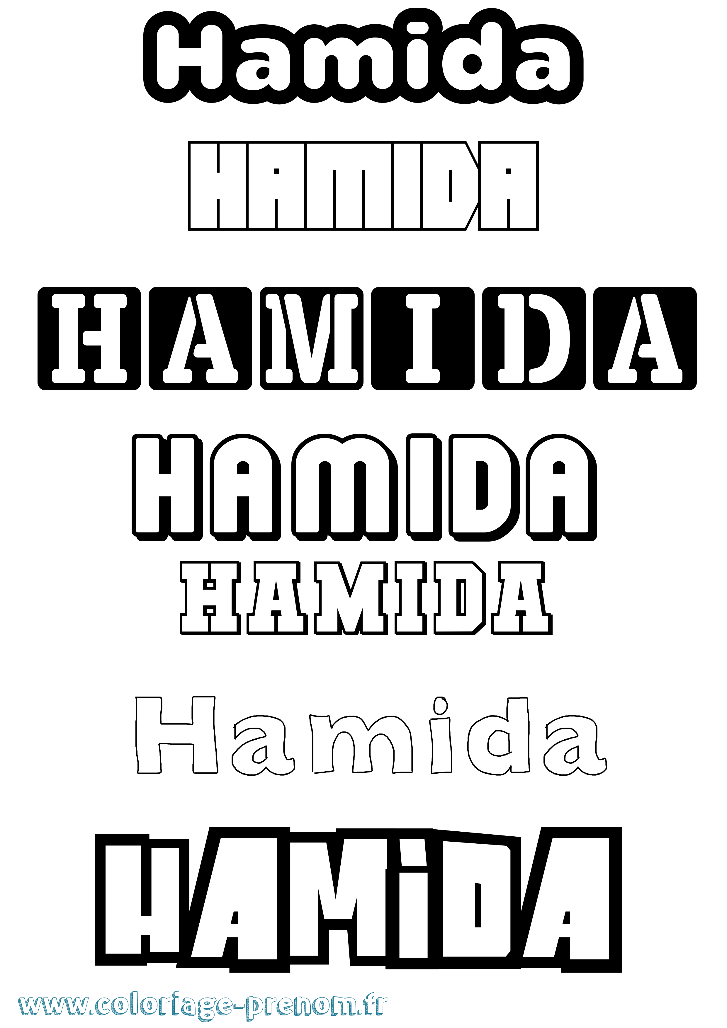 Coloriage prénom Hamida Simple