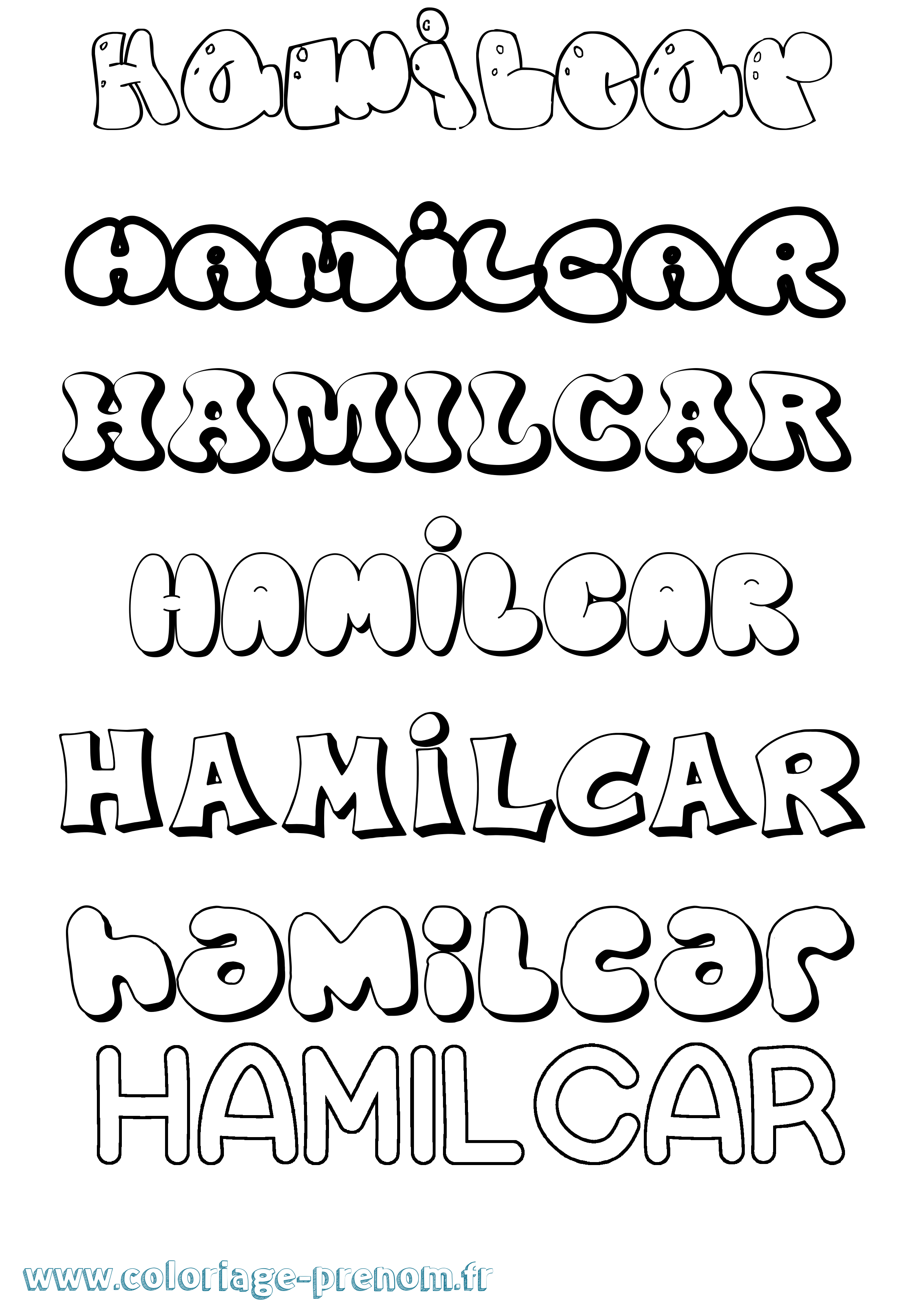 Coloriage prénom Hamilcar Bubble