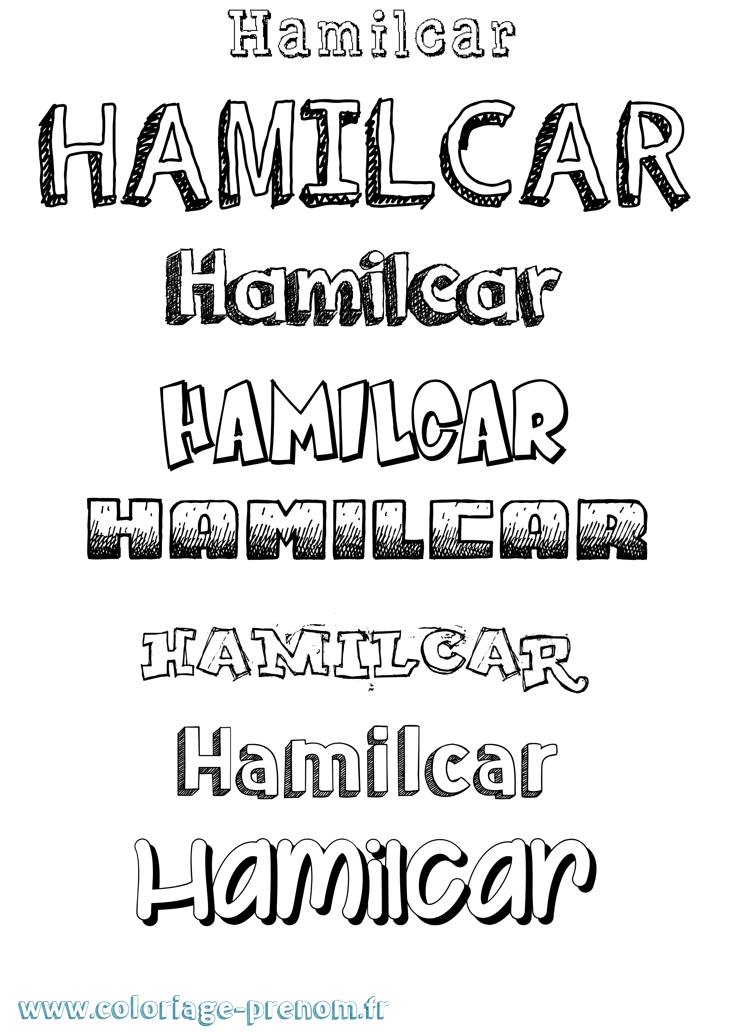Coloriage Hamilcar Dessiné Coloriage prénom Hamilcar Dessiné