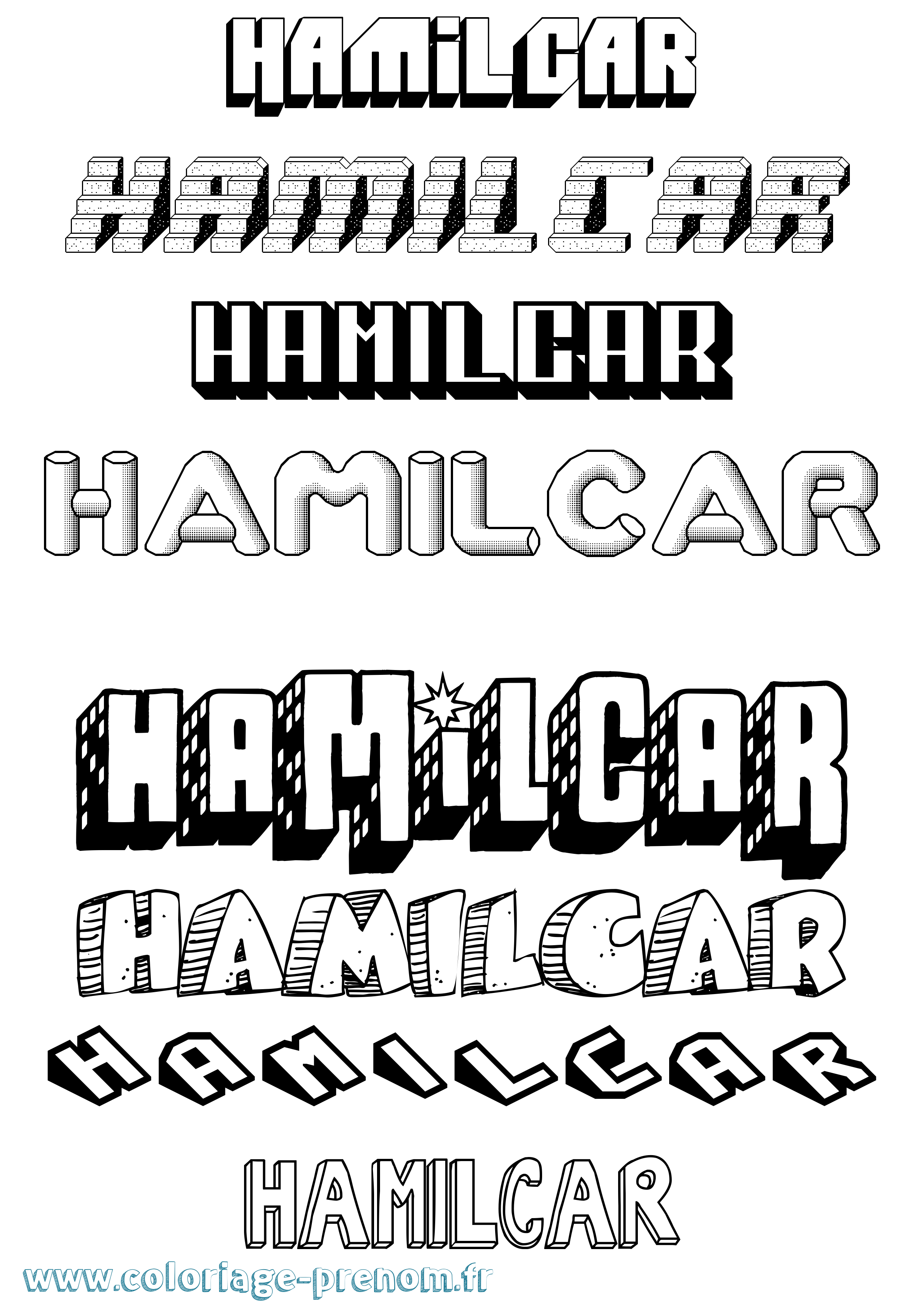 Coloriage prénom Hamilcar Effet 3D